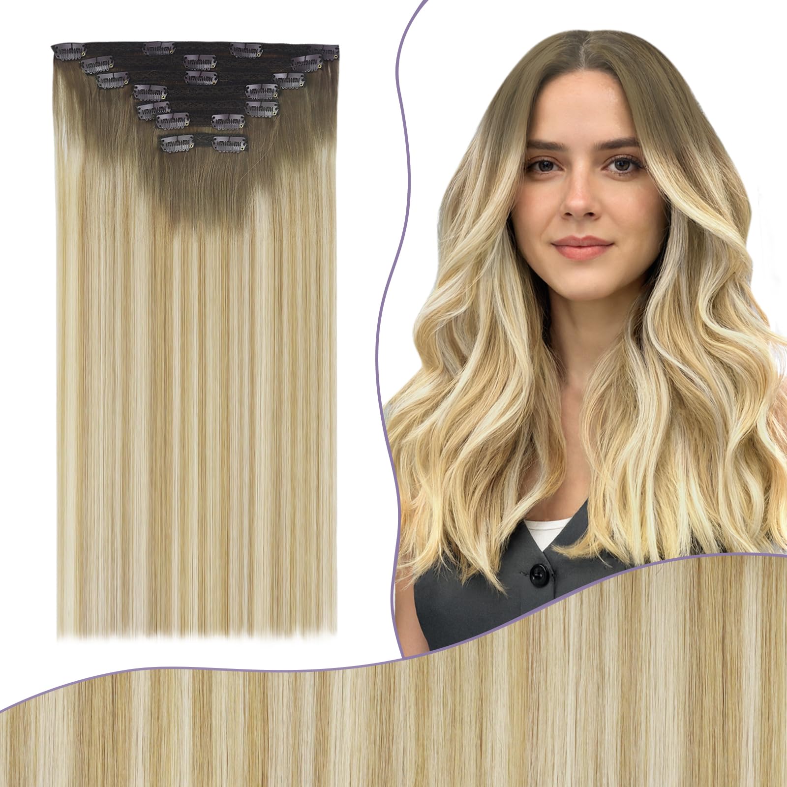 Fshine Clip in Hair Extensions Human Hair Jet Black 26 in 135 G For Party | 7pcs, Hair Extensions, for Women, Add Volume and Length - pokemaFshine Clip in Hair Extensions Human Hair Jet Black 26 in 135 G For Party | 7pcs, Hair Extensions, for Women, Add Volume and Length