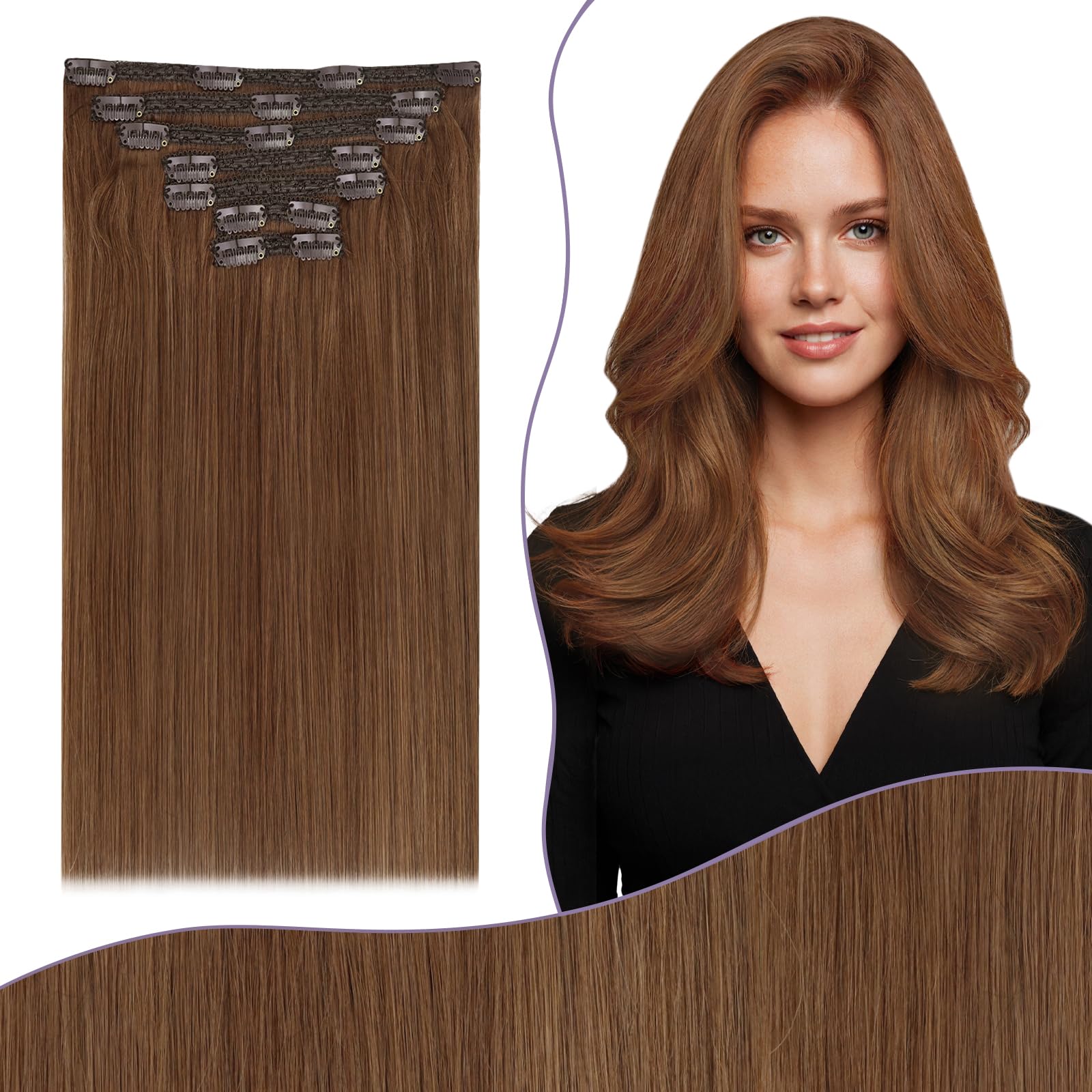 Fshine Clip in Hair Extensions Human Hair Jet Black 26 in 135 G For Party | 7pcs, Hair Extensions, for Women, Add Volume and Length - pokemaFshine Clip in Hair Extensions Human Hair Jet Black 26 in 135 G For Party | 7pcs, Hair Extensions, for Women, Add Volume and Length