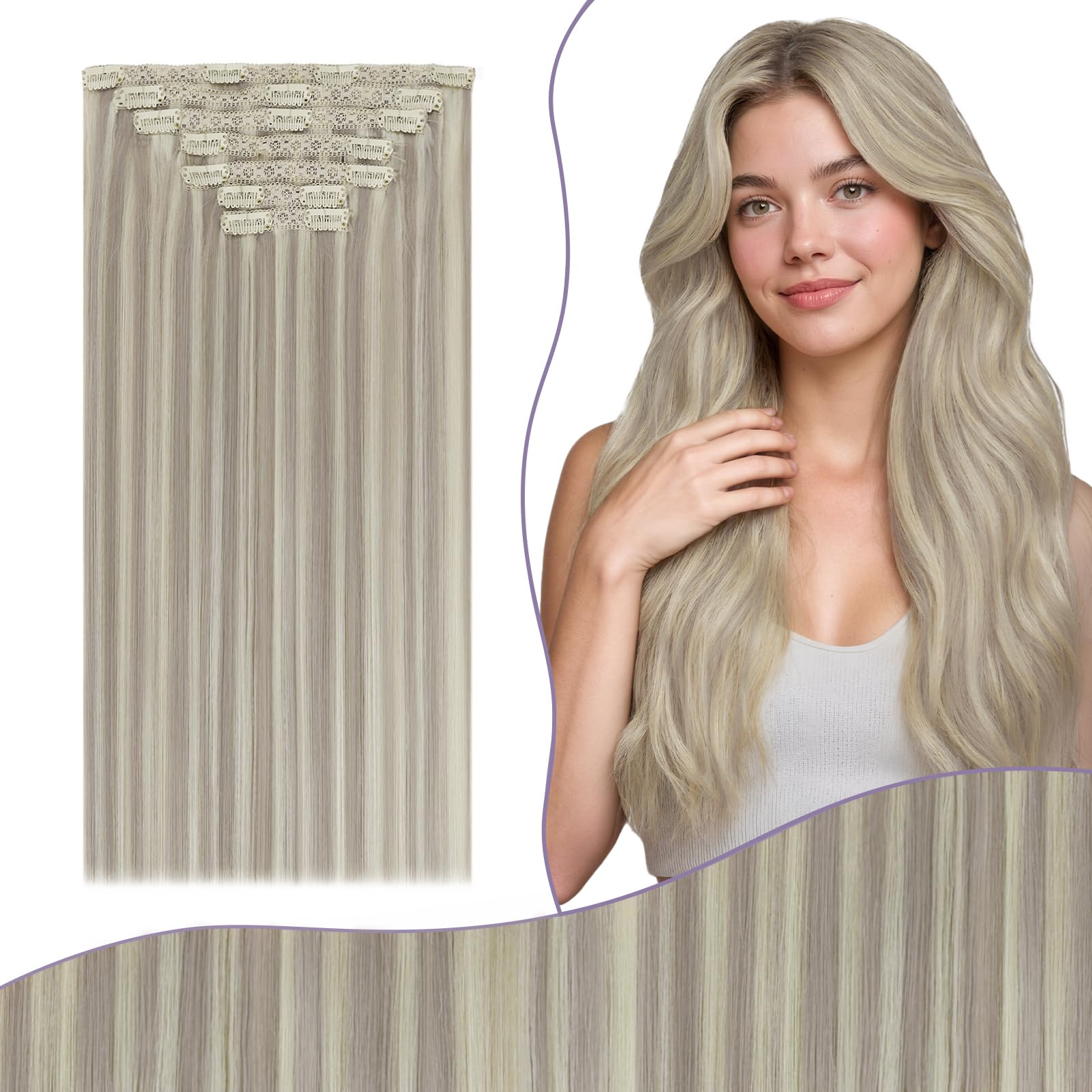 Fshine Clip in Hair Extensions Human Hair Jet Black 26 in 135 G For Party | 7pcs, Hair Extensions, for Women, Add Volume and Length - pokemaFshine Clip in Hair Extensions Human Hair Jet Black 26 in 135 G For Party | 7pcs, Hair Extensions, for Women, Add Volume and Length