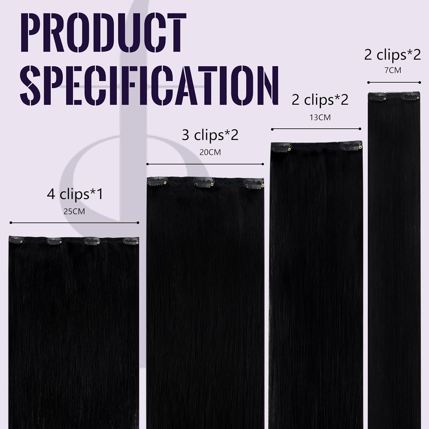 Fshine Clip in Hair Extensions Human Hair Jet Black 26 in 135 G For Party | 7pcs, Hair Extensions, for Women, Add Volume and Length - pokemaFshine Clip in Hair Extensions Human Hair Jet Black 26 in 135 G For Party | 7pcs, Hair Extensions, for Women, Add Volume and Length