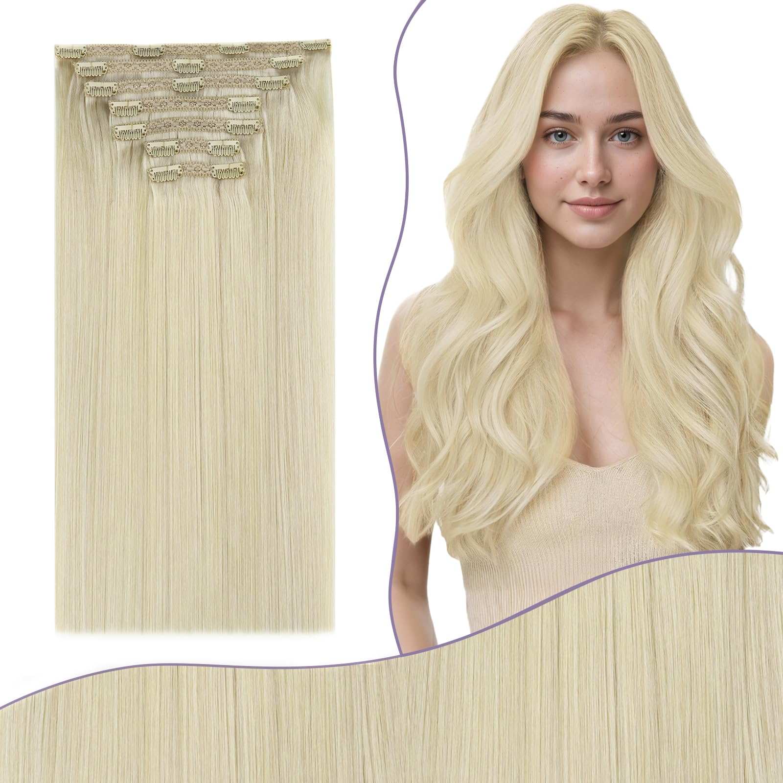 Fshine Clip in Hair Extensions Human Hair Jet Black 26 in 135 G For Party | 7pcs, Hair Extensions, for Women, Add Volume and Length - pokemaFshine Clip in Hair Extensions Human Hair Jet Black 26 in 135 G For Party | 7pcs, Hair Extensions, for Women, Add Volume and Length