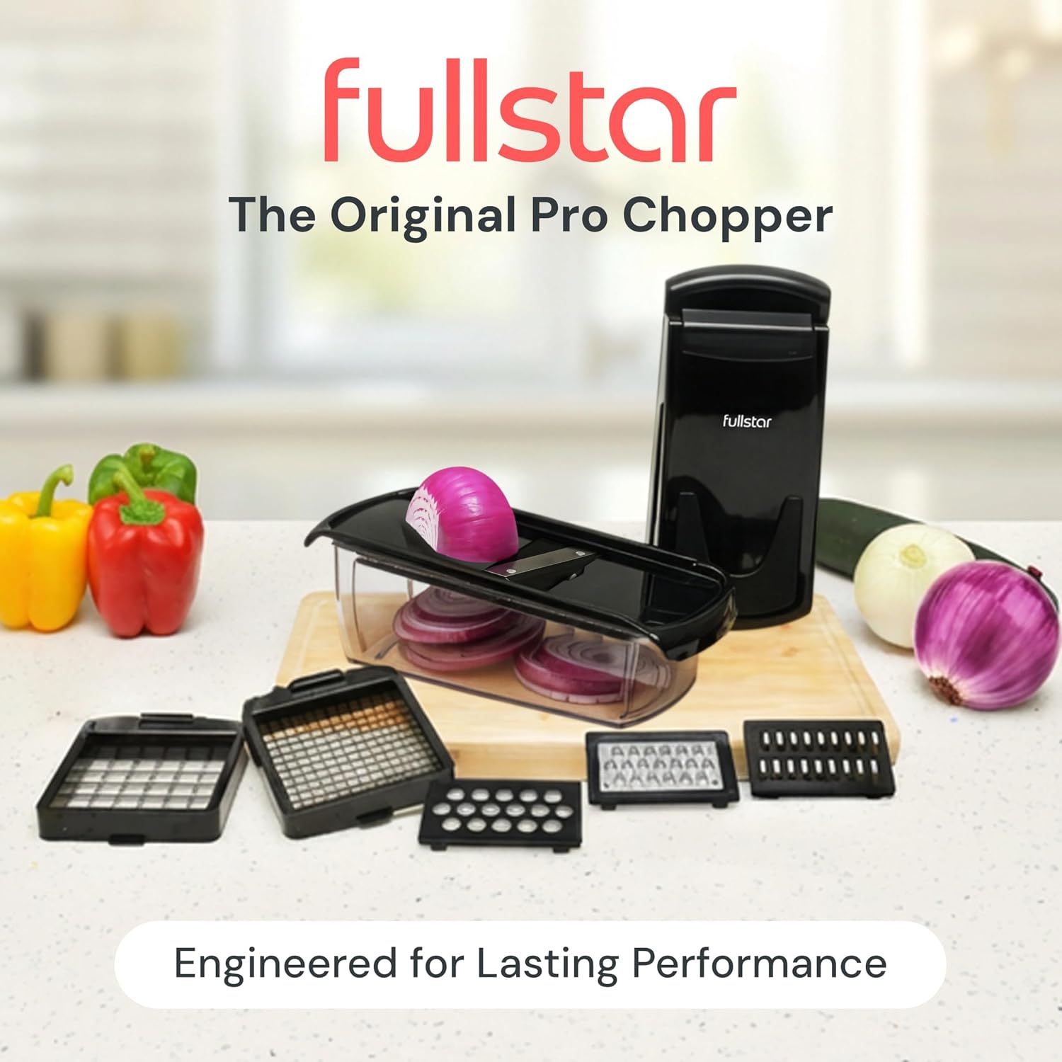 Fullstar Pro Original - Vegetable Chopper & Mandoline Slicer - 6 Blades | Onion, Salad & Veggie Dicer - Julienne Cutter & Grater - Kitchen Gadgets & Gifts - Home Essentials (6-in-1, Black) - pokemaFullstar Pro Original - Vegetable Chopper & Mandoline Slicer - 6 Blades | Onion, Salad & Veggie Dicer - Julienne Cutter & Grater - Kitchen Gadgets & Gifts - Home Essentials (6-in-1, Black)