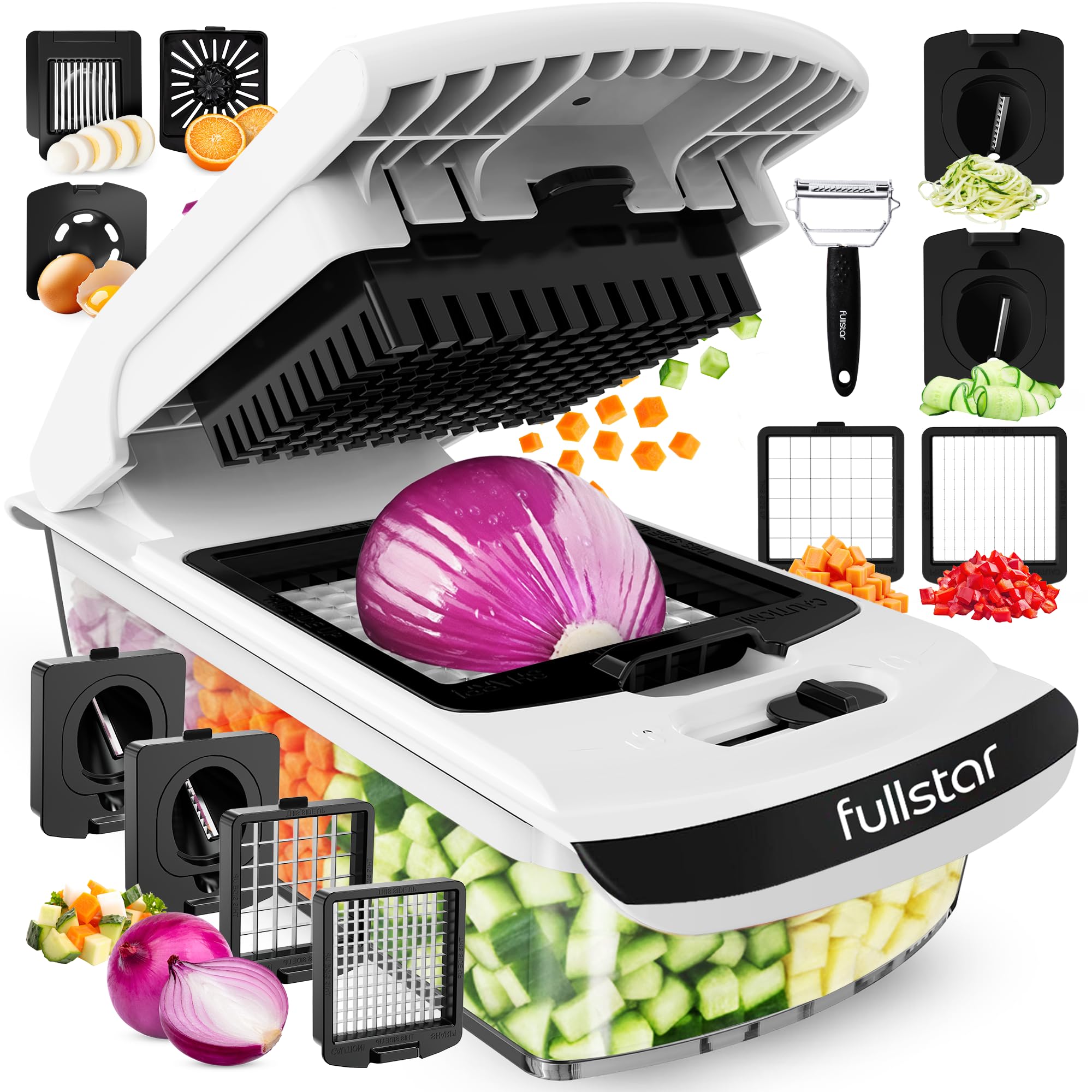 Fullstar Pro Original - Vegetable Chopper & Mandoline Slicer - 6 Blades | Onion, Salad & Veggie Dicer - Julienne Cutter & Grater - Kitchen Gadgets & Gifts - Home Essentials (6-in-1, Black) - pokemaFullstar Pro Original - Vegetable Chopper & Mandoline Slicer - 6 Blades | Onion, Salad & Veggie Dicer - Julienne Cutter & Grater - Kitchen Gadgets & Gifts - Home Essentials (6-in-1, Black)