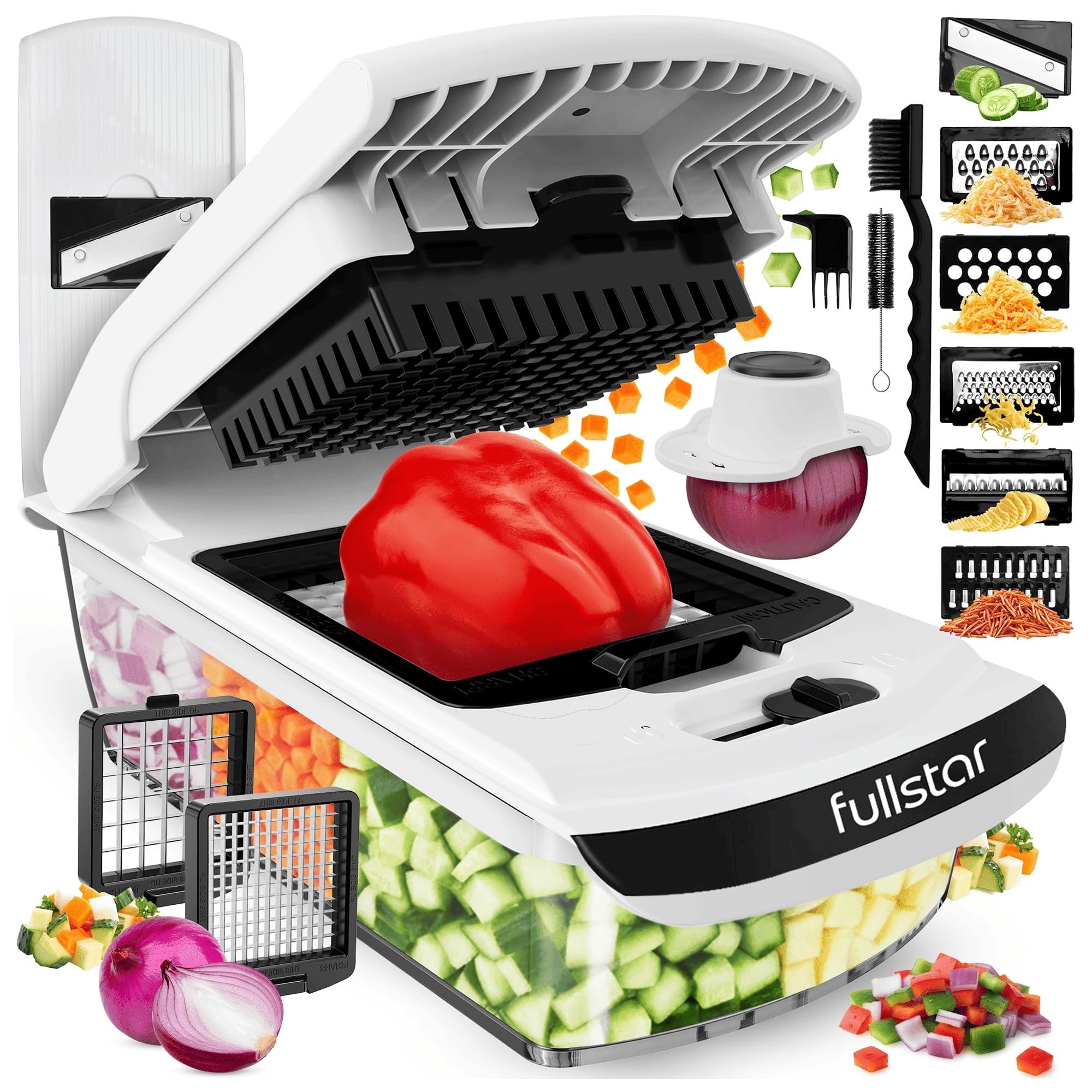 Fullstar Pro Original - Vegetable Chopper & Mandoline Slicer - 6 Blades | Onion, Salad & Veggie Dicer - Julienne Cutter & Grater - Kitchen Gadgets & Gifts - Home Essentials (6-in-1, Black) - pokemaFullstar Pro Original - Vegetable Chopper & Mandoline Slicer - 6 Blades | Onion, Salad & Veggie Dicer - Julienne Cutter & Grater - Kitchen Gadgets & Gifts - Home Essentials (6-in-1, Black)
