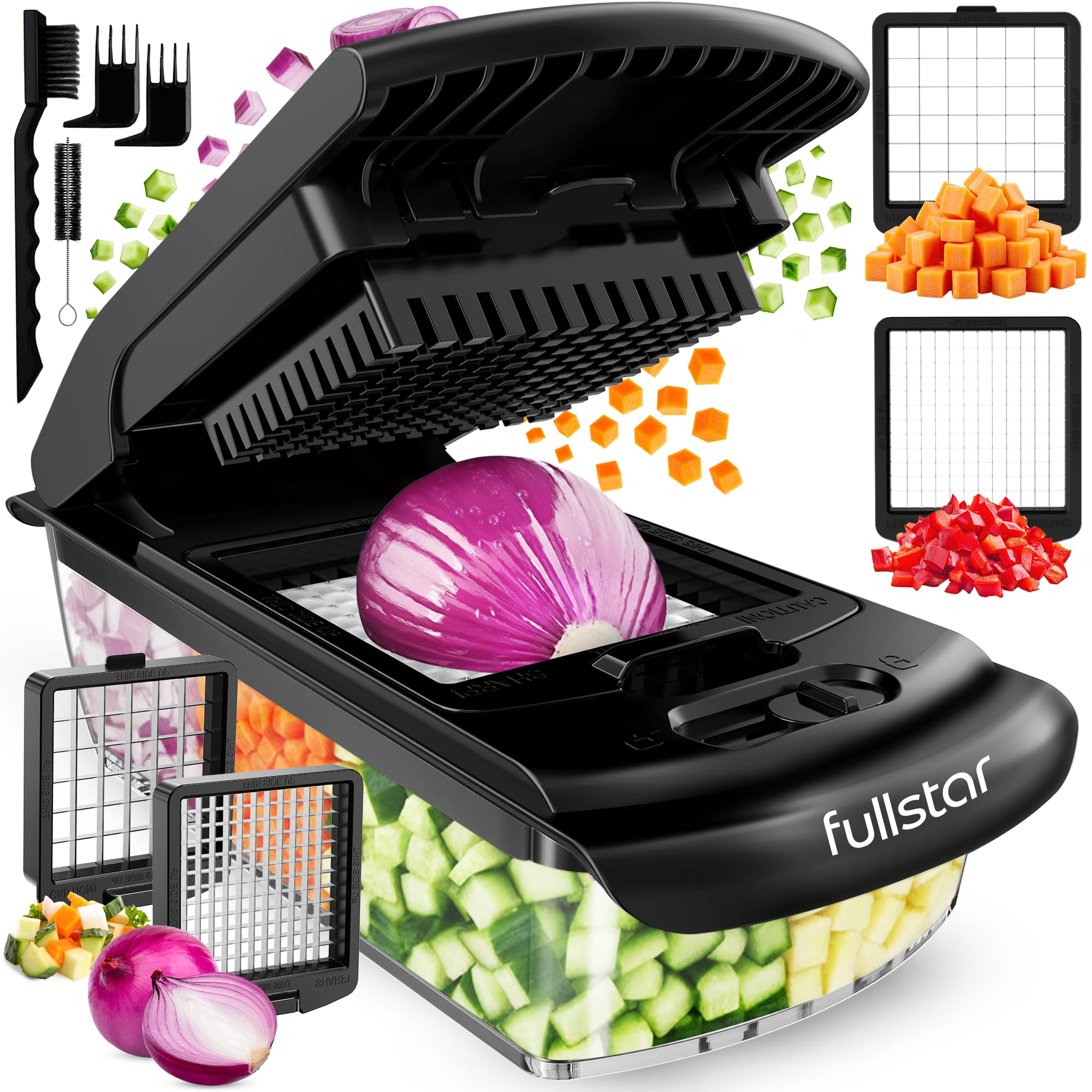 Fullstar Pro Original - Vegetable Chopper & Mandoline Slicer - 6 Blades | Onion, Salad & Veggie Dicer - Julienne Cutter & Grater - Kitchen Gadgets & Gifts - Home Essentials (6-in-1, Black) - pokemaFullstar Pro Original - Vegetable Chopper & Mandoline Slicer - 6 Blades | Onion, Salad & Veggie Dicer - Julienne Cutter & Grater - Kitchen Gadgets & Gifts - Home Essentials (6-in-1, Black)