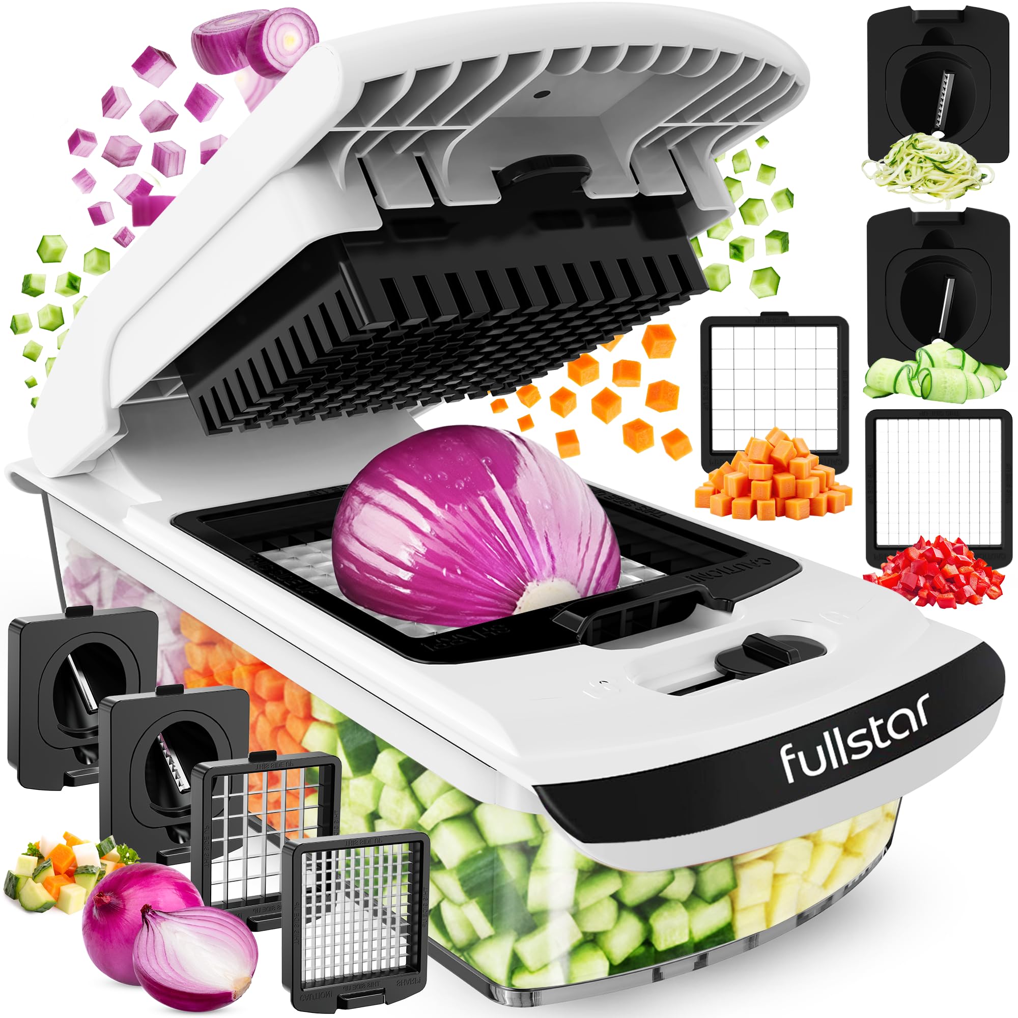 Fullstar Pro Original - Vegetable Chopper & Mandoline Slicer - 6 Blades | Onion, Salad & Veggie Dicer - Julienne Cutter & Grater - Kitchen Gadgets & Gifts - Home Essentials (6-in-1, Black) - pokemaFullstar Pro Original - Vegetable Chopper & Mandoline Slicer - 6 Blades | Onion, Salad & Veggie Dicer - Julienne Cutter & Grater - Kitchen Gadgets & Gifts - Home Essentials (6-in-1, Black)