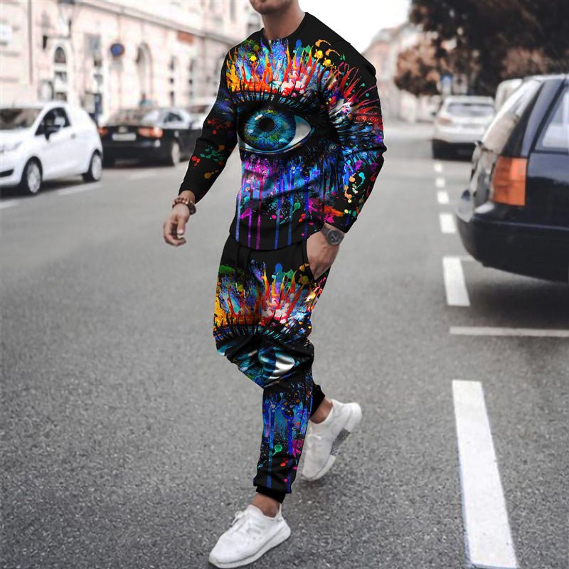 Funny New Long-sleeved Sports Two-piece Round Neck Casual Printed Men's Sweater - pokema4b4453f7730f0e750cccf5728bf6d681