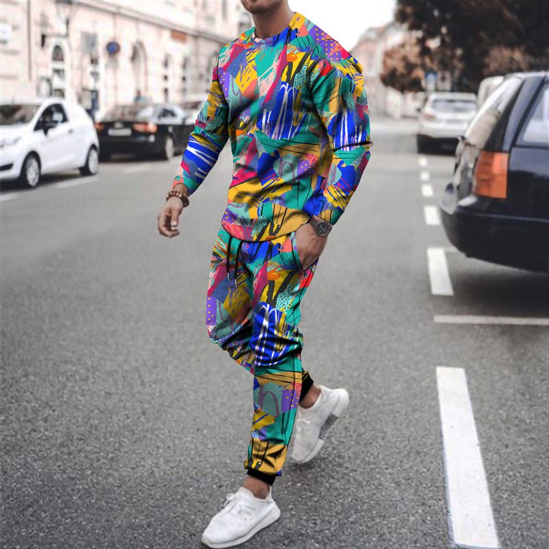 Funny New Long-sleeved Sports Two-piece Round Neck Casual Printed Men's Sweater - pokema2cb41a63c665a951d7bda0c16b0f19e9