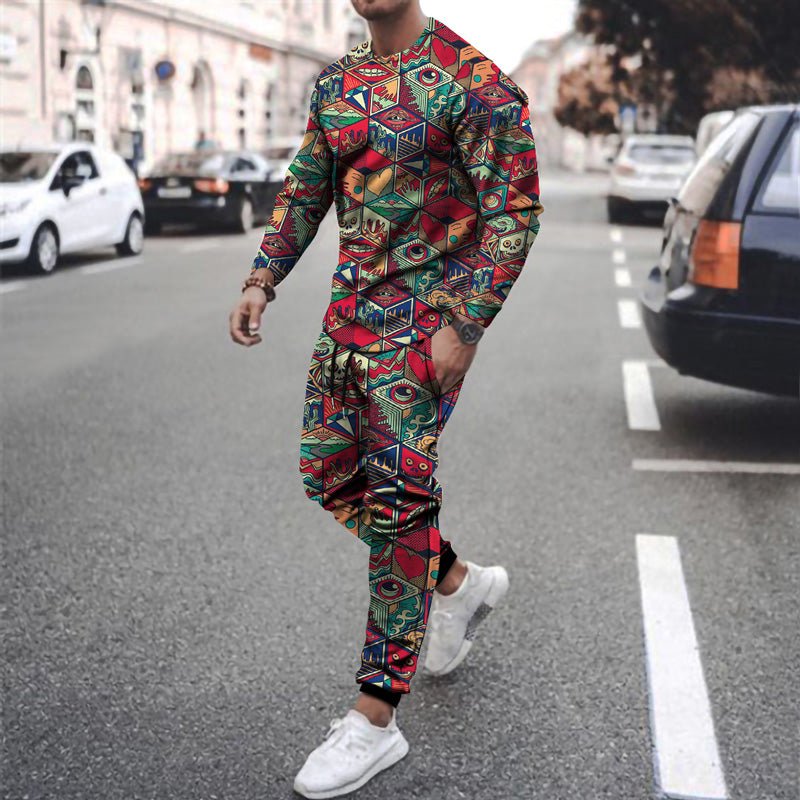 Funny New Long-sleeved Sports Two-piece Round Neck Casual Printed Men's Sweater - pokema857489baf4951d017ae69bd7544909d6
