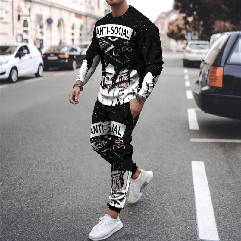 Funny New Long-sleeved Sports Two-piece Round Neck Casual Printed Men's Sweater - pokema2b332a15171caf48f7bd9da2d4654ee9