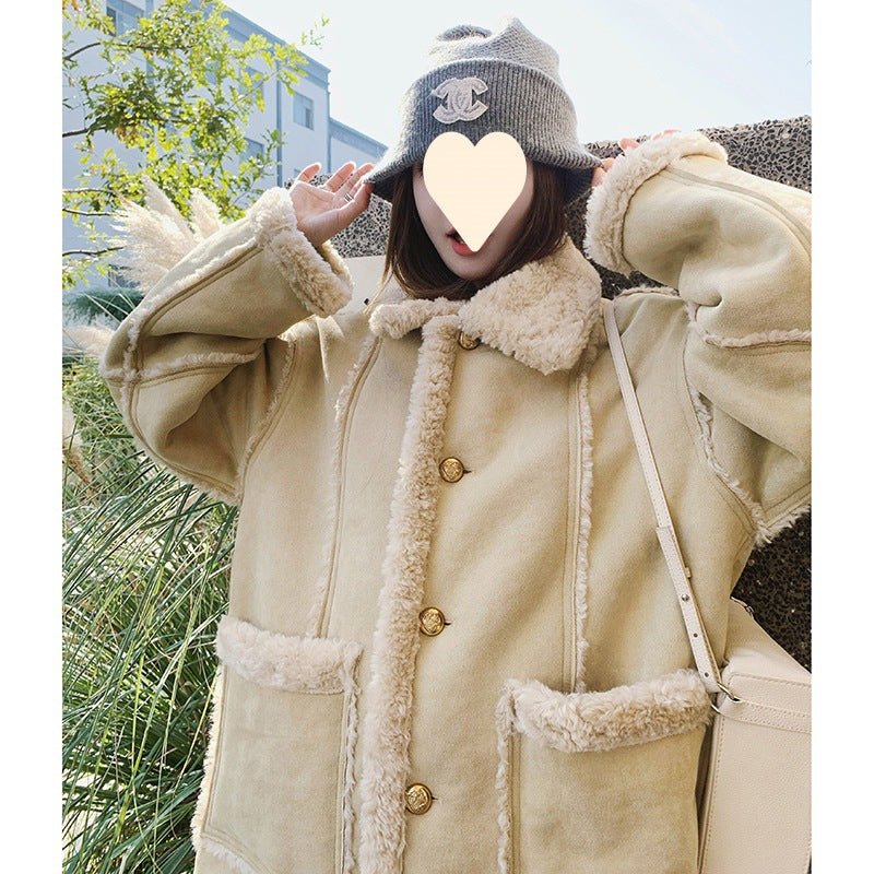 Fur-integrated Lamb Wool Coat For Women Winter - pokemafaffb9c491c8b483845b9007b62c2bae