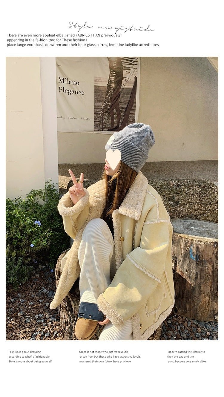 Fur-integrated Lamb Wool Coat For Women Winter - pokema69298b4035af31ff001e7cdd88e5421a