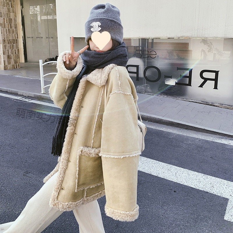 Fur-integrated Lamb Wool Coat For Women Winter - pokema1833baf26f3ea800ce97f0bc739003b7