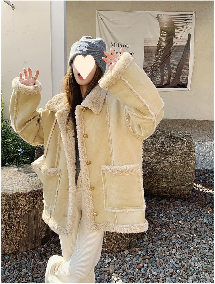 Fur-integrated Lamb Wool Coat For Women Winter - pokema173e89706191772cdc7cdaf9f8dc1922