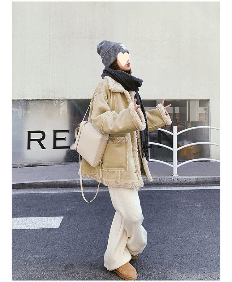 Fur-integrated Lamb Wool Coat For Women Winter - pokema322ae6cf101d9d139e16b03a6e945d28