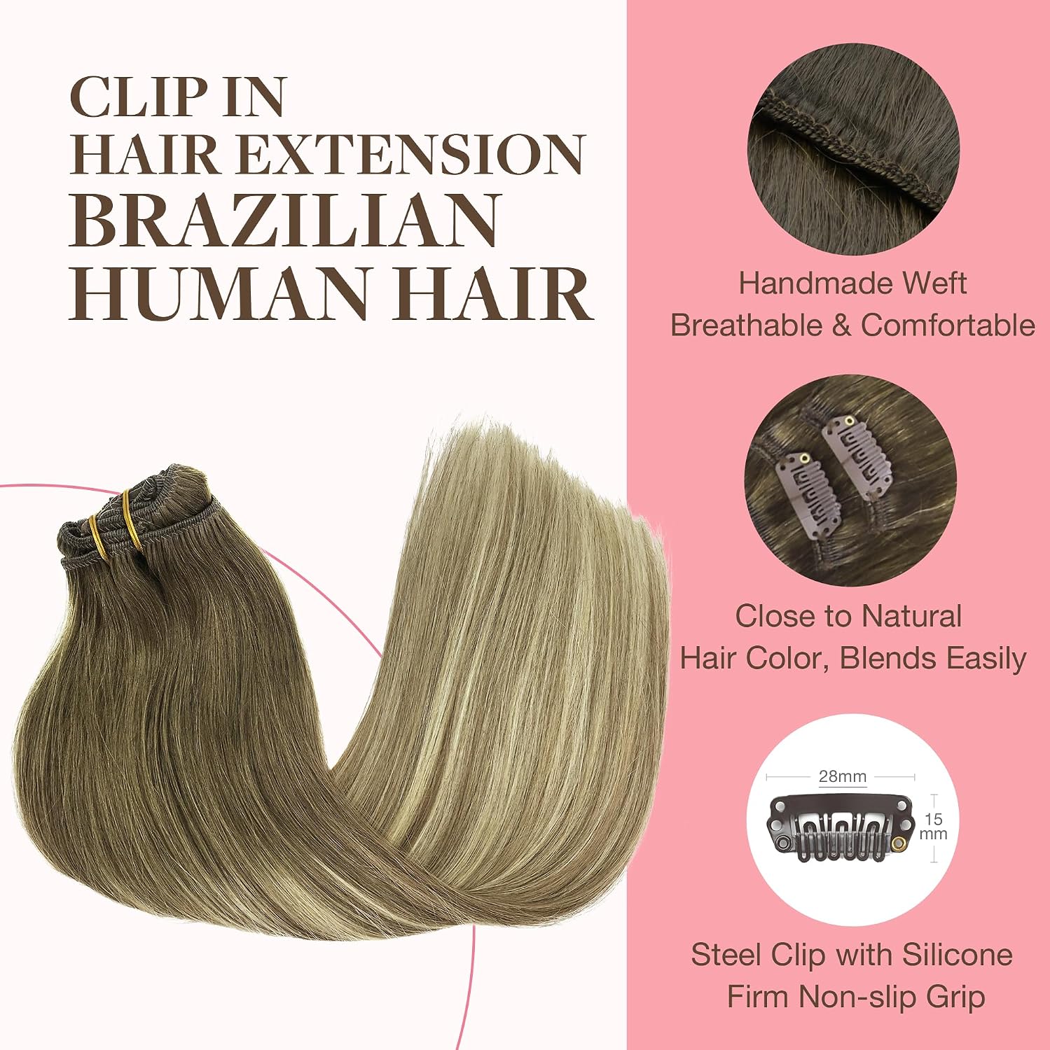 GOO GOO Clip in Hair Extensions Human Hair, 14inch 120g 7Pcs, 3/8/613 Balayage Walnut Brown to Ash Brown and Bleach Blonde, Hair extensions for women, Human Hair Extensions Clip in - pokemaGOO GOO Clip in Hair Extensions Human Hair, 14inch 120g 7Pcs, 3/8/613 Balayage Walnut Brown to Ash Brown and Bleach Blonde, Hair extensions for women, Human Hair Extensions Clip in