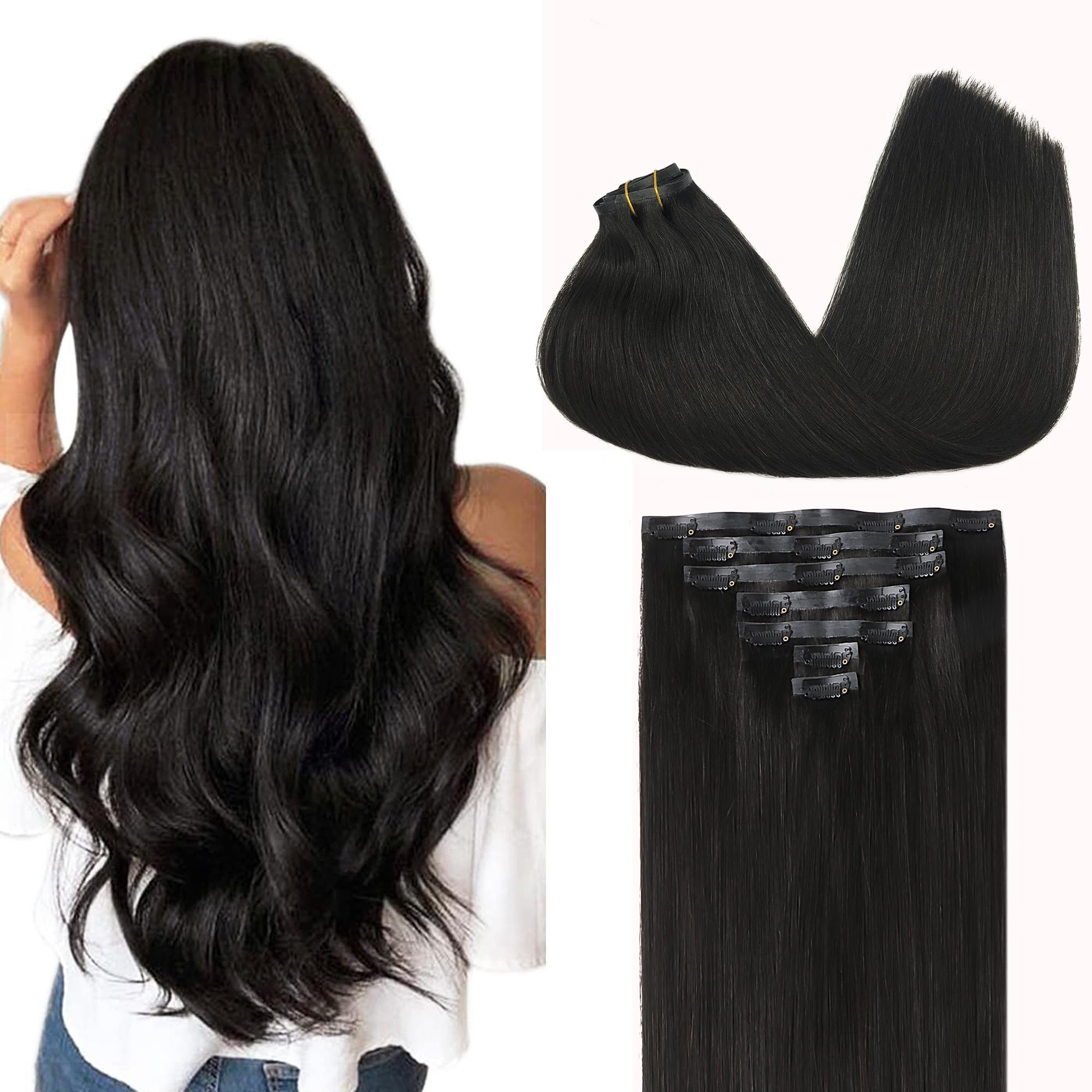 GOO GOO Clip in Hair Extensions Human Hair, 14inch 120g 7Pcs, 3/8/613 Balayage Walnut Brown to Ash Brown and Bleach Blonde, Hair extensions for women, Human Hair Extensions Clip in - pokemaGOO GOO Clip in Hair Extensions Human Hair, 14inch 120g 7Pcs, 3/8/613 Balayage Walnut Brown to Ash Brown and Bleach Blonde, Hair extensions for women, Human Hair Extensions Clip in