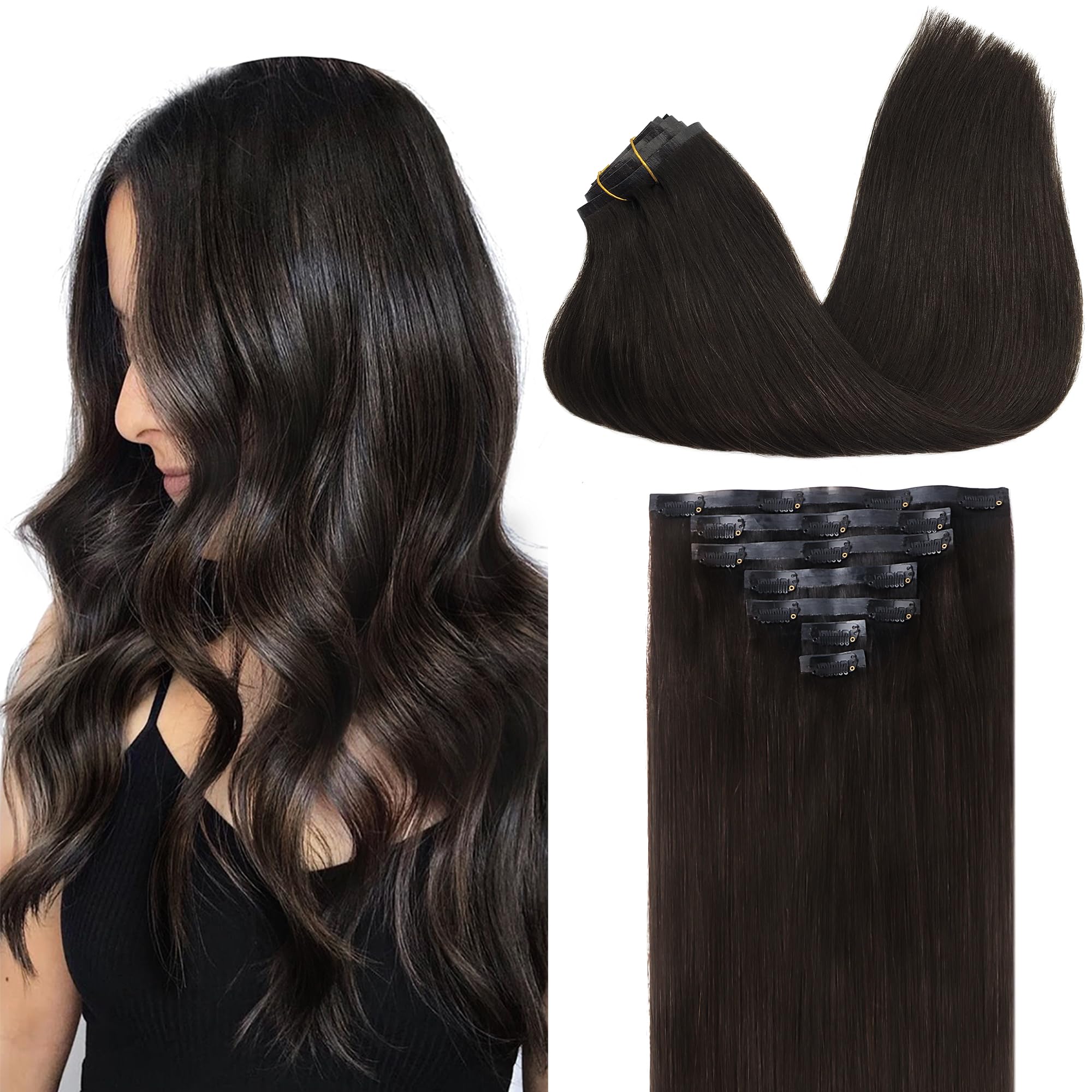 GOO GOO Clip in Hair Extensions Human Hair, 14inch 120g 7Pcs, 3/8/613 Balayage Walnut Brown to Ash Brown and Bleach Blonde, Hair extensions for women, Human Hair Extensions Clip in - pokemaGOO GOO Clip in Hair Extensions Human Hair, 14inch 120g 7Pcs, 3/8/613 Balayage Walnut Brown to Ash Brown and Bleach Blonde, Hair extensions for women, Human Hair Extensions Clip in