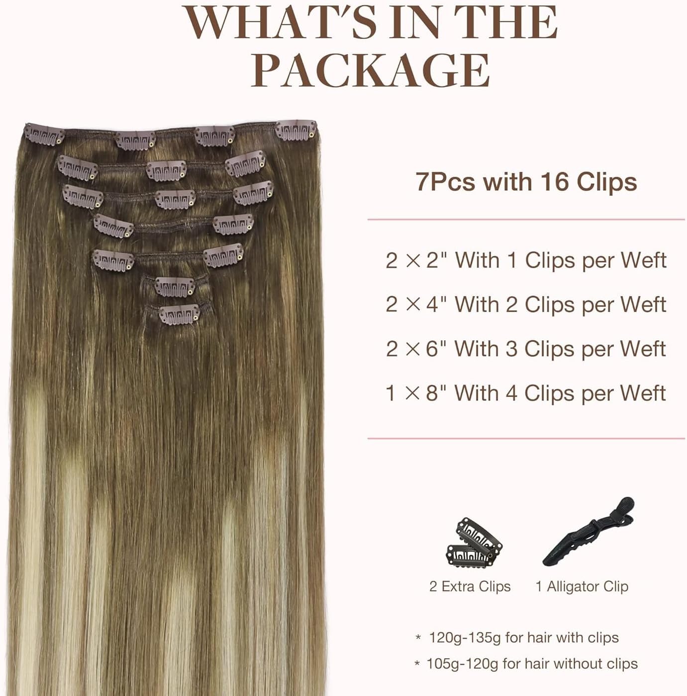 GOO GOO Clip in Hair Extensions Human Hair, 14inch 120g 7Pcs, 3/8/613 Balayage Walnut Brown to Ash Brown and Bleach Blonde, Hair extensions for women, Human Hair Extensions Clip in - pokemaGOO GOO Clip in Hair Extensions Human Hair, 14inch 120g 7Pcs, 3/8/613 Balayage Walnut Brown to Ash Brown and Bleach Blonde, Hair extensions for women, Human Hair Extensions Clip in