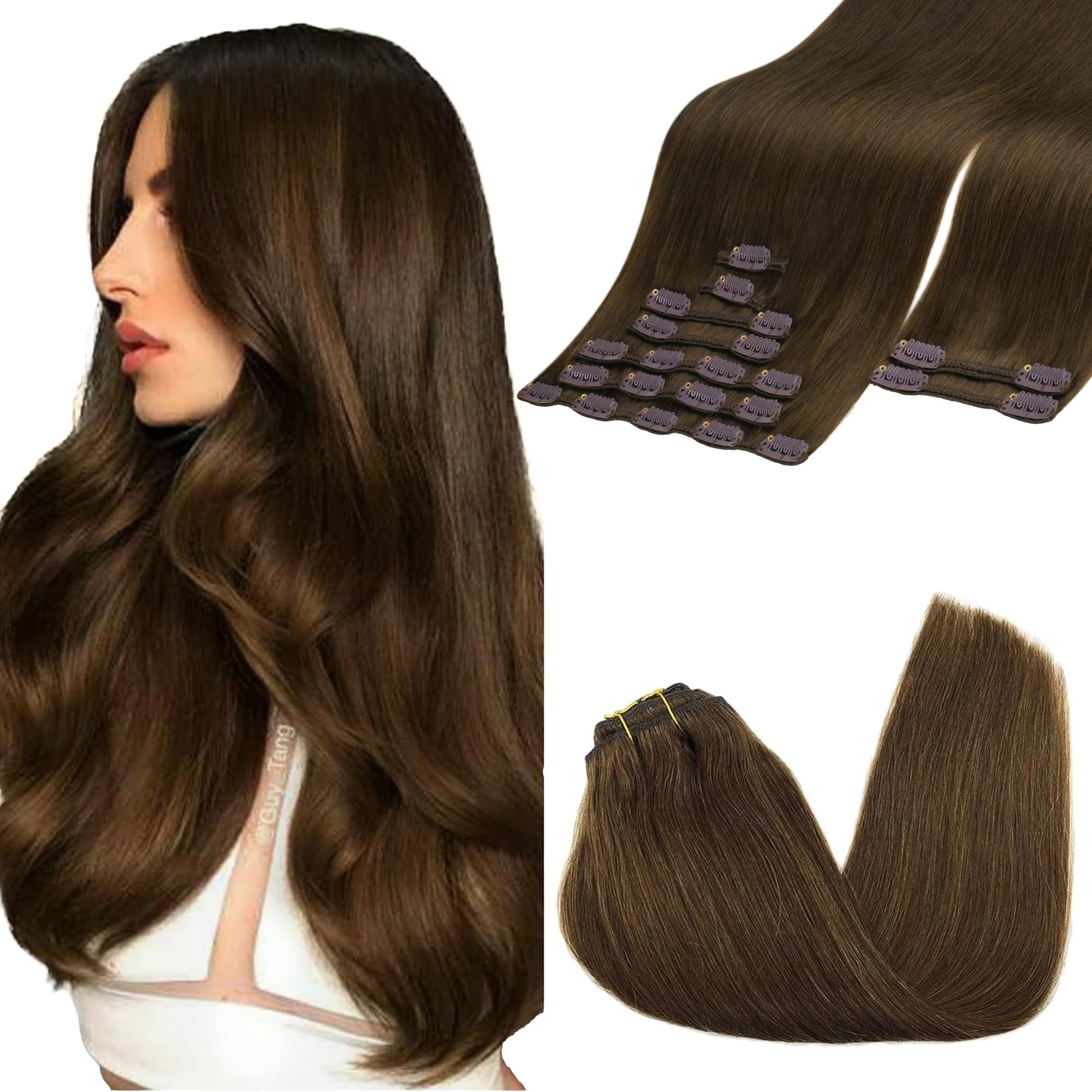 GOO GOO Clip in Hair Extensions Human Hair, 14inch 120g 7Pcs, 3/8/613 Balayage Walnut Brown to Ash Brown and Bleach Blonde, Hair extensions for women, Human Hair Extensions Clip in - pokemaGOO GOO Clip in Hair Extensions Human Hair, 14inch 120g 7Pcs, 3/8/613 Balayage Walnut Brown to Ash Brown and Bleach Blonde, Hair extensions for women, Human Hair Extensions Clip in