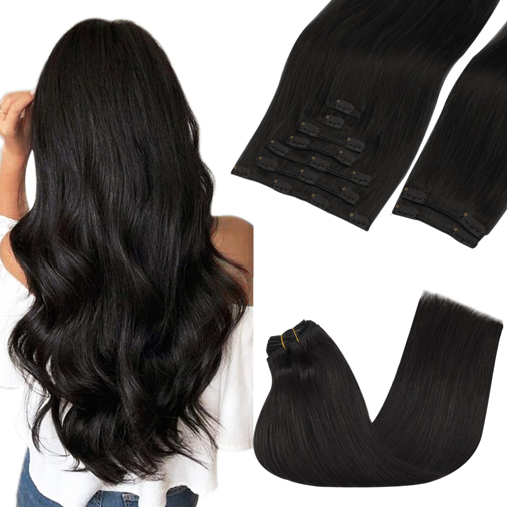GOO GOO Clip in Hair Extensions Human Hair, 14inch 120g 7Pcs, 3/8/613 Balayage Walnut Brown to Ash Brown and Bleach Blonde, Hair extensions for women, Human Hair Extensions Clip in - pokemaGOO GOO Clip in Hair Extensions Human Hair, 14inch 120g 7Pcs, 3/8/613 Balayage Walnut Brown to Ash Brown and Bleach Blonde, Hair extensions for women, Human Hair Extensions Clip in
