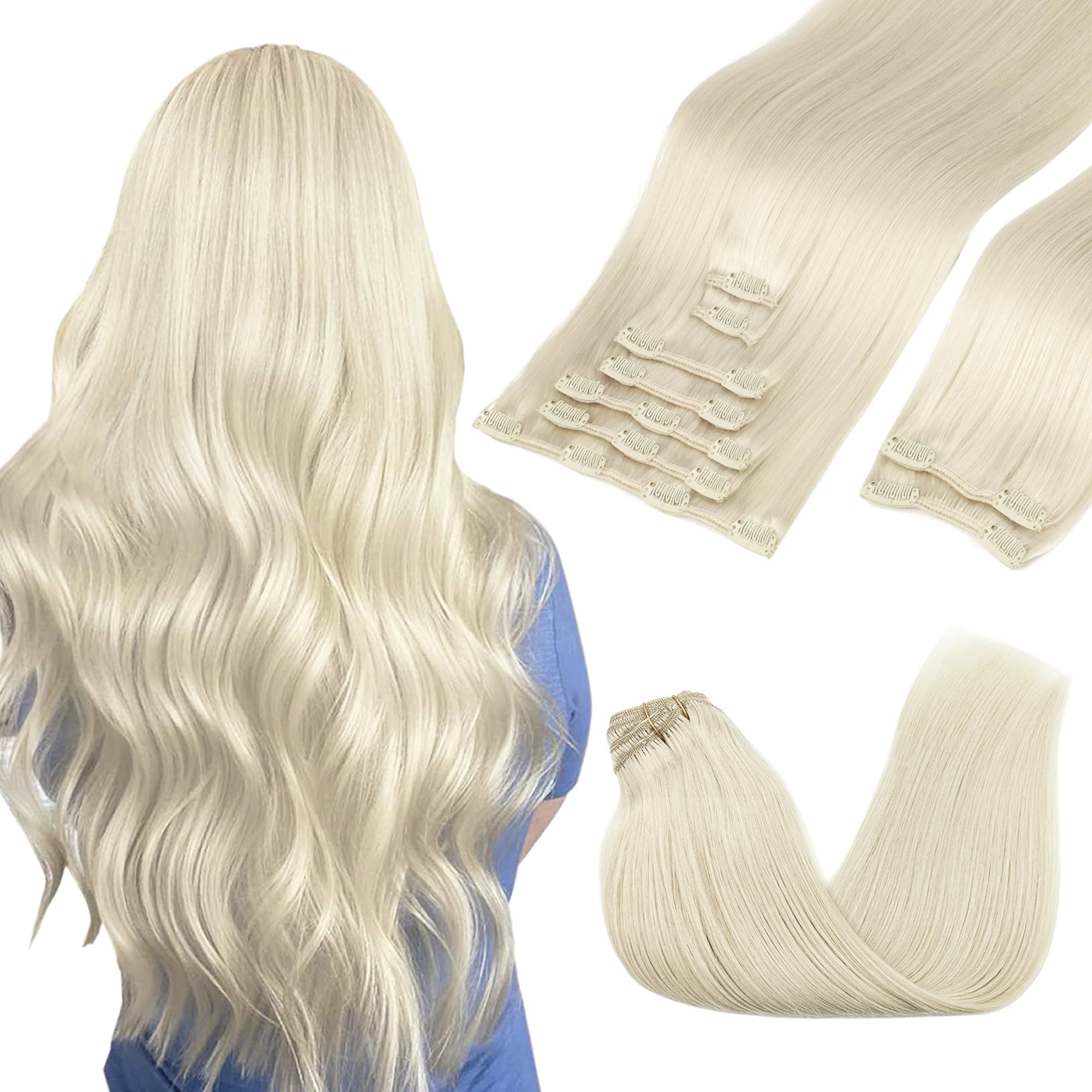 GOO GOO Clip in Hair Extensions Human Hair, 14inch 120g 7Pcs, 3/8/613 Balayage Walnut Brown to Ash Brown and Bleach Blonde, Hair extensions for women, Human Hair Extensions Clip in - pokemaGOO GOO Clip in Hair Extensions Human Hair, 14inch 120g 7Pcs, 3/8/613 Balayage Walnut Brown to Ash Brown and Bleach Blonde, Hair extensions for women, Human Hair Extensions Clip in