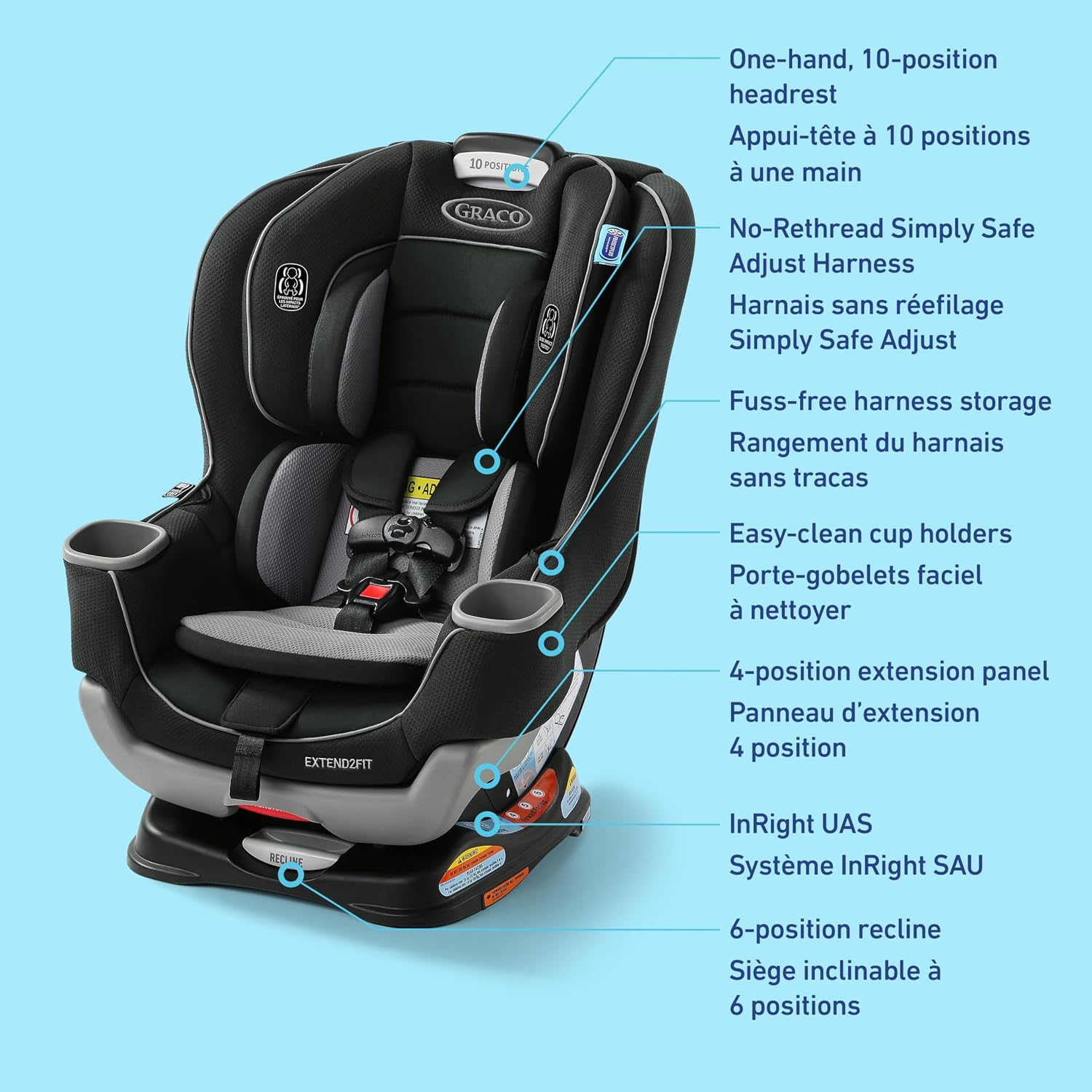 Graco Extend2Fit Convertible Car Seat, 2-in-1 Forward & Rear-Facing Baby Car Seat, 1.8-30 kg (4-65 lb), Titus - pokemaGraco Extend2Fit Convertible Car Seat, 2-in-1 Forward & Rear-Facing Baby Car Seat, 1.8-30 kg (4-65 lb), Titus