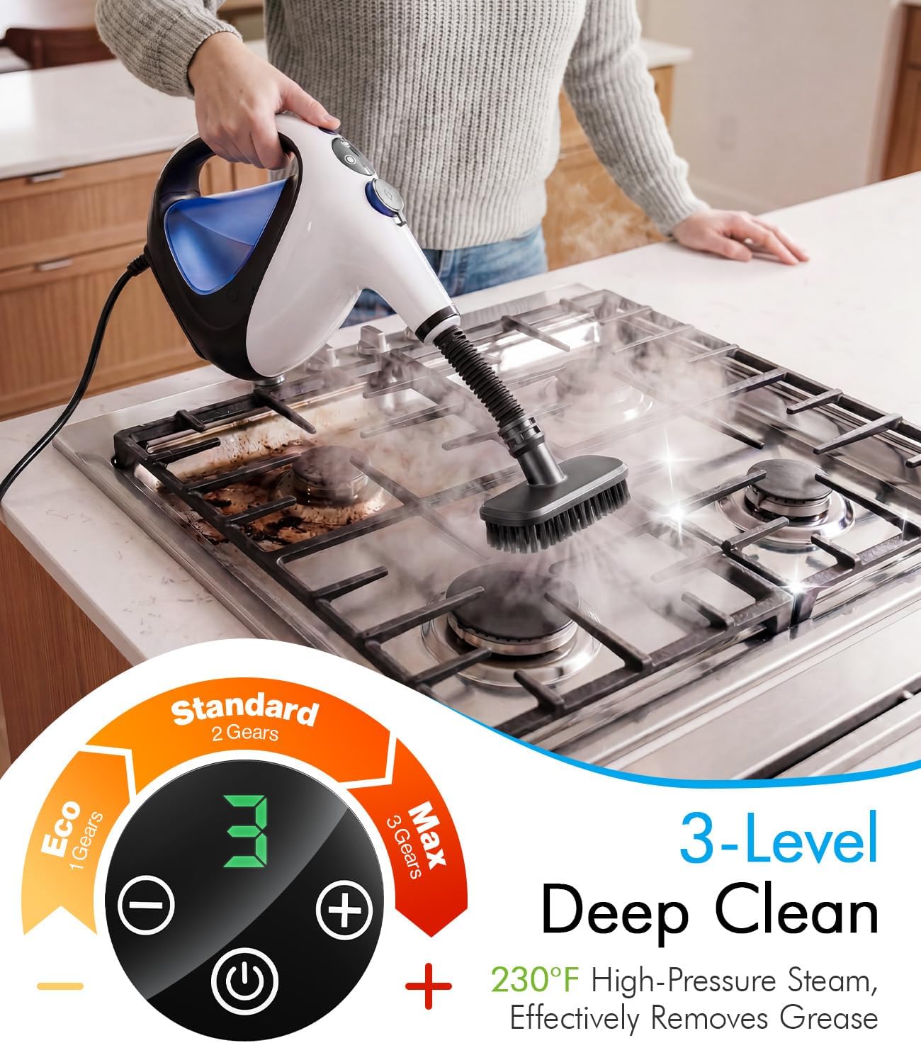 Handheld Steam Cleaner for Home 3s Instant Heat-Up No Need to Wait, Upgrade 2 LB Light Weight Easy Refill Portable Steamer Cleaner for Furniture Couch Grout Walls Kitchenware Cleaning (White) - pokemaHandheld Steam Cleaner for Home 3s Instant Heat-Up No Need to Wait, Upgrade 2 LB Light Weight Easy Refill Portable Steamer Cleaner for Furniture Couch Grout Walls Kitchenware Cleaning (White)