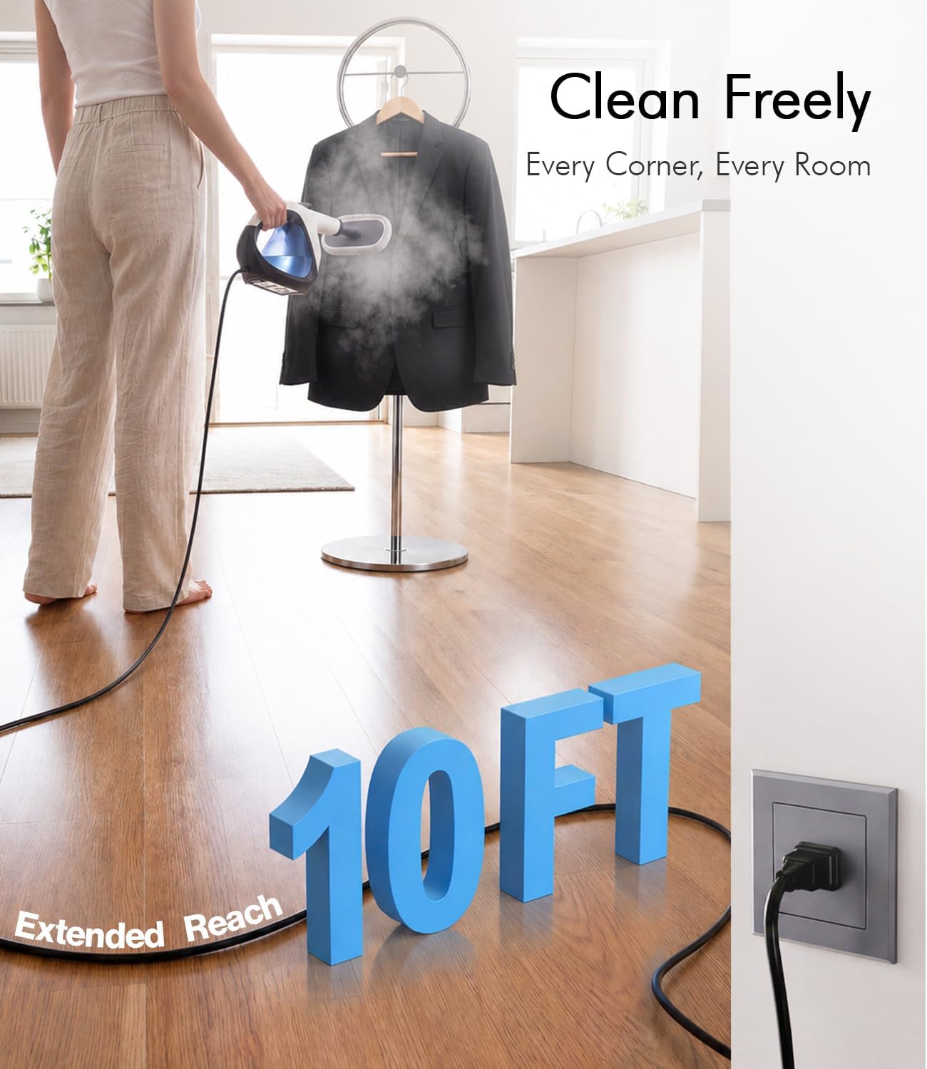 Handheld Steam Cleaner for Home 3s Instant Heat-Up No Need to Wait, Upgrade 2 LB Light Weight Easy Refill Portable Steamer Cleaner for Furniture Couch Grout Walls Kitchenware Cleaning (White) - pokemaHandheld Steam Cleaner for Home 3s Instant Heat-Up No Need to Wait, Upgrade 2 LB Light Weight Easy Refill Portable Steamer Cleaner for Furniture Couch Grout Walls Kitchenware Cleaning (White)