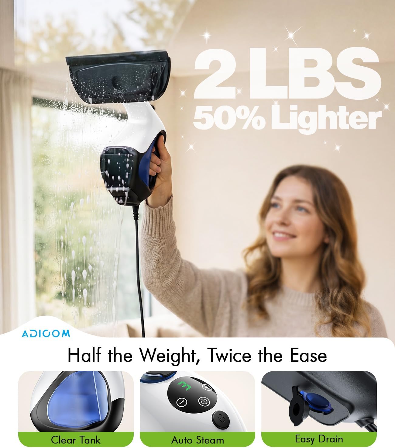 Handheld Steam Cleaner for Home 3s Instant Heat-Up No Need to Wait, Upgrade 2 LB Light Weight Easy Refill Portable Steamer Cleaner for Furniture Couch Grout Walls Kitchenware Cleaning (White) - pokemaHandheld Steam Cleaner for Home 3s Instant Heat-Up No Need to Wait, Upgrade 2 LB Light Weight Easy Refill Portable Steamer Cleaner for Furniture Couch Grout Walls Kitchenware Cleaning (White)