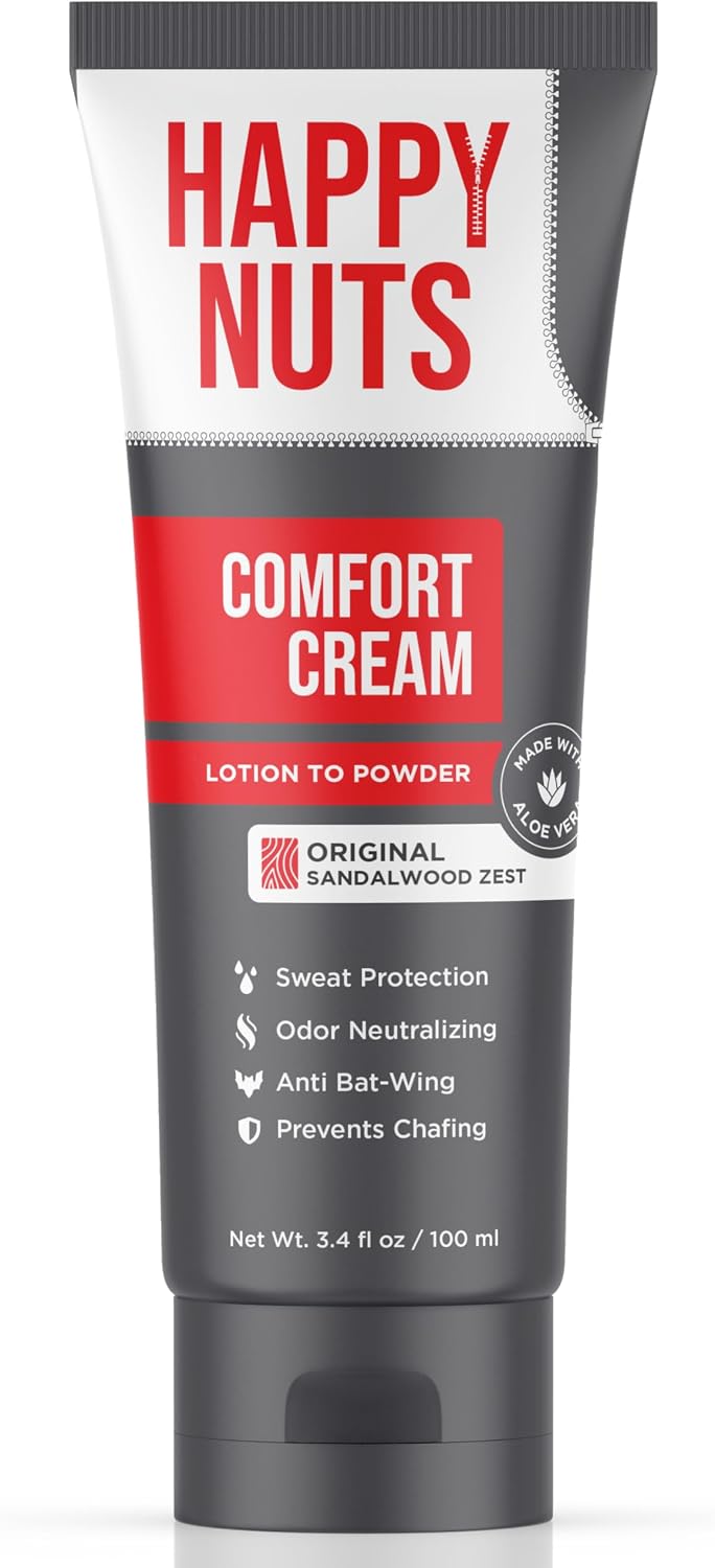 Happy Nuts Comfort Cream Deodorant For Men: Anti-Chafing Sweat Defense, Odor Control, Aluminum-Free Mens Deodorant & Hygiene Products for Men's Private Parts - pokemaHappy Nuts Comfort Cream Deodorant For Men: Anti-Chafing Sweat Defense, Odor Control, Aluminum-Free Mens Deodorant & Hygiene Products for Men's Private Parts