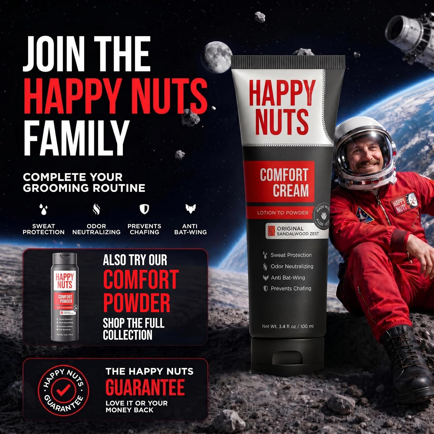 Happy Nuts Comfort Cream Deodorant For Men: Anti-Chafing Sweat Defense, Odor Control, Aluminum-Free Mens Deodorant & Hygiene Products for Men's Private Parts - pokemaHappy Nuts Comfort Cream Deodorant For Men: Anti-Chafing Sweat Defense, Odor Control, Aluminum-Free Mens Deodorant & Hygiene Products for Men's Private Parts