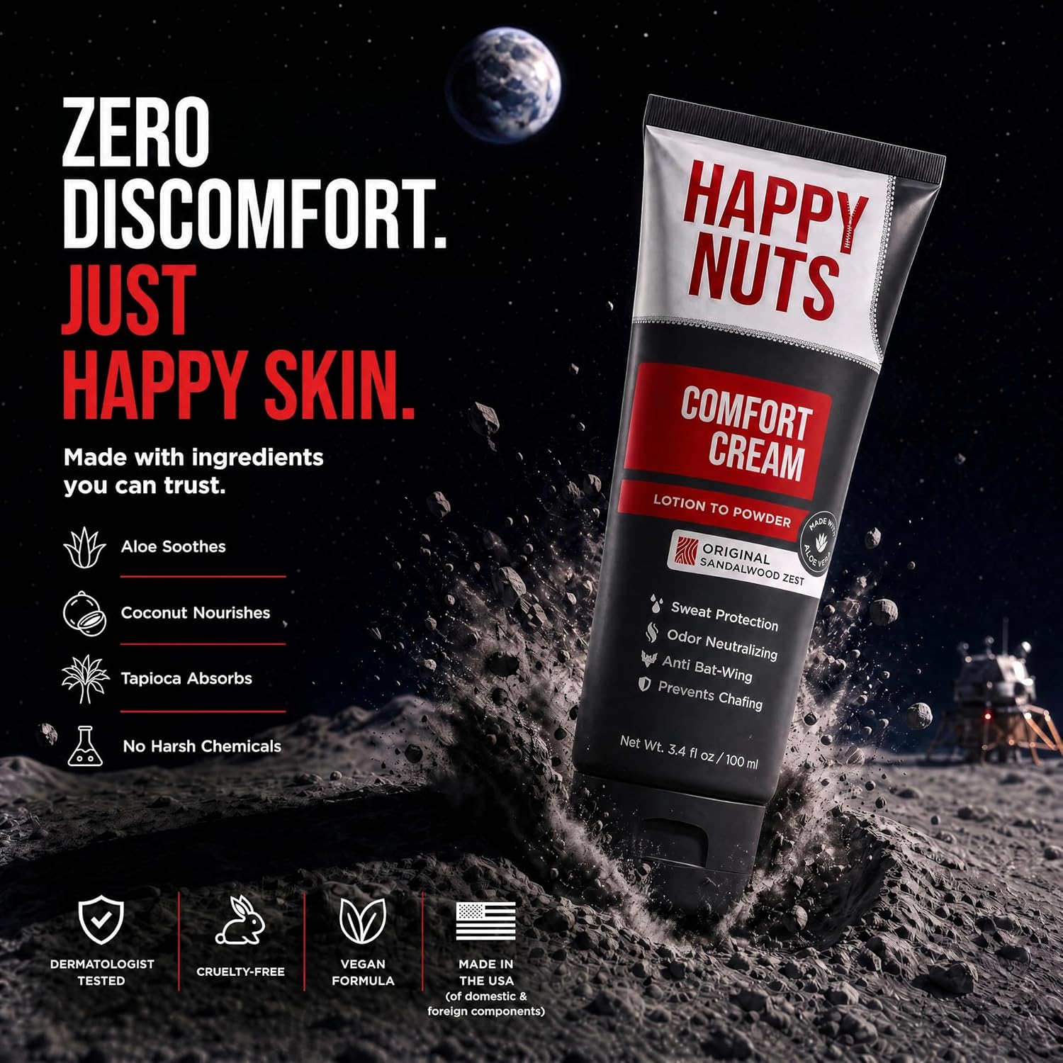 Happy Nuts Comfort Cream Deodorant For Men: Anti-Chafing Sweat Defense, Odor Control, Aluminum-Free Mens Deodorant & Hygiene Products for Men's Private Parts - pokemaHappy Nuts Comfort Cream Deodorant For Men: Anti-Chafing Sweat Defense, Odor Control, Aluminum-Free Mens Deodorant & Hygiene Products for Men's Private Parts