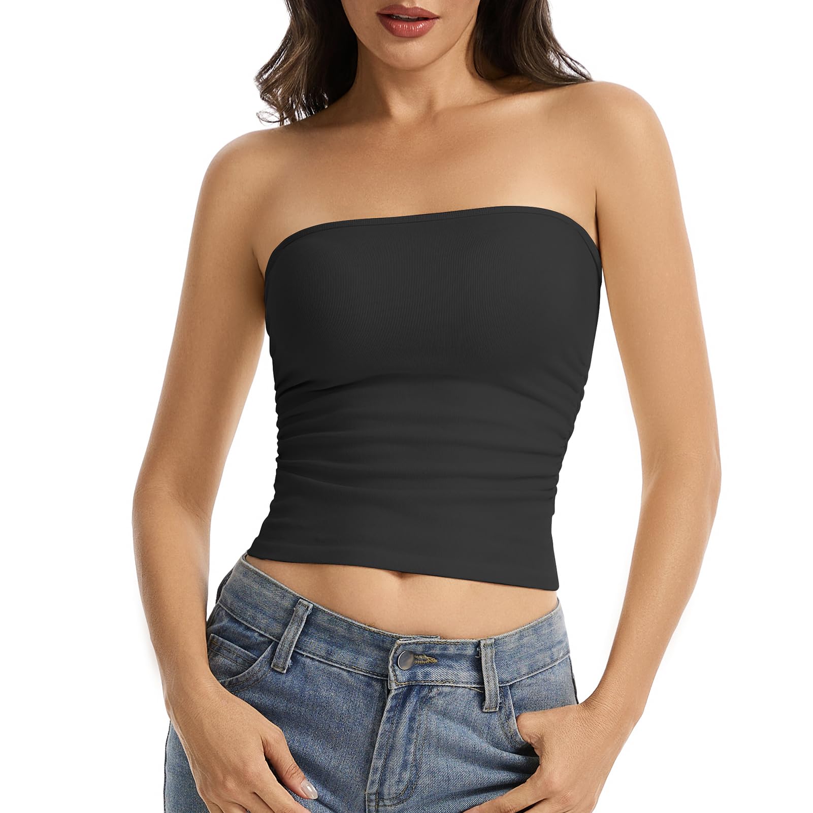 Haut tube sans bretelles pour femme, sans manches, dos nu, chemises basiques, tenues d'été - pokemaHaut tube sans bretelles pour femme, sans manches, dos nu, chemises basiques, tenues d'été