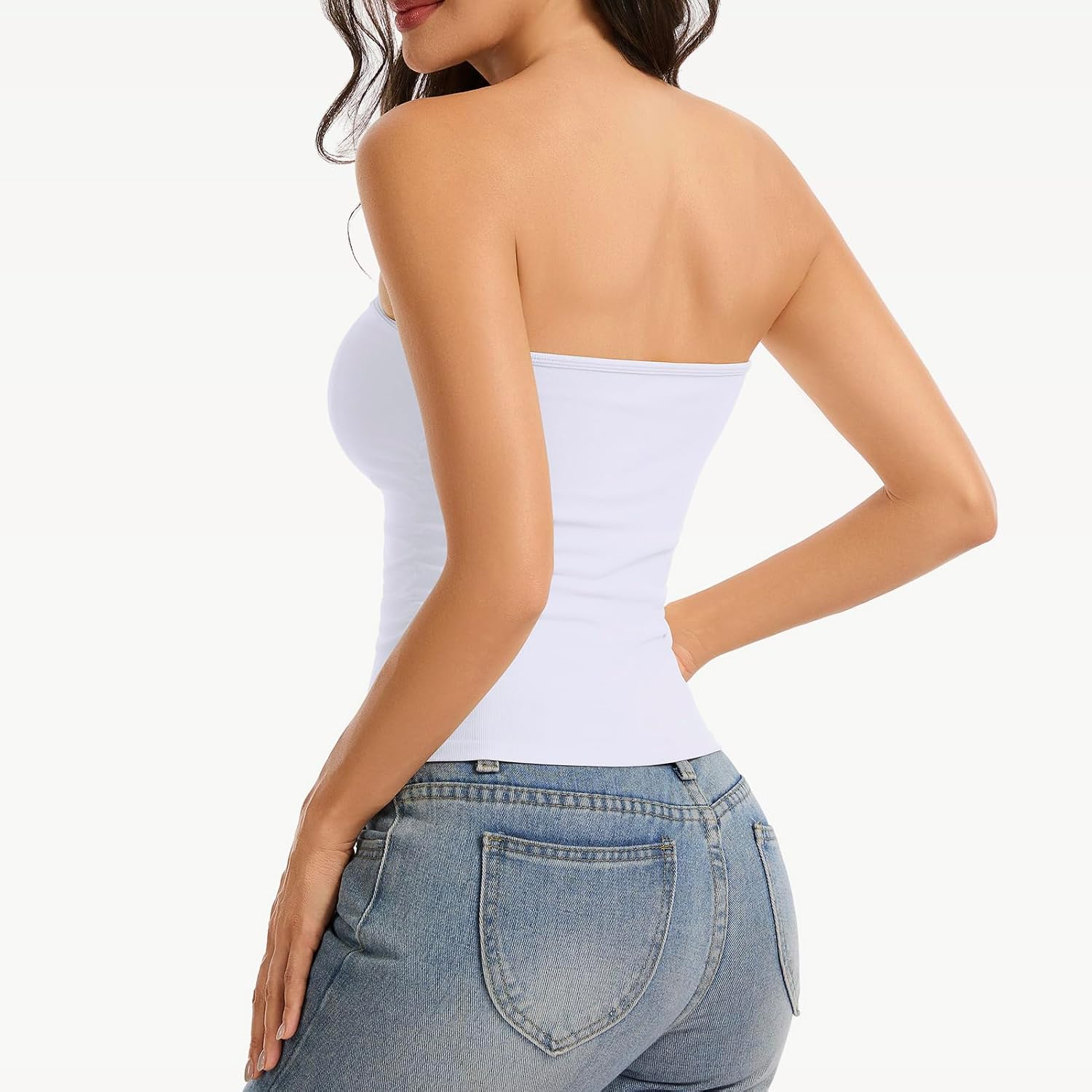 Haut tube sans bretelles pour femme, sans manches, dos nu, chemises basiques, tenues d'été - pokemaHaut tube sans bretelles pour femme, sans manches, dos nu, chemises basiques, tenues d'été