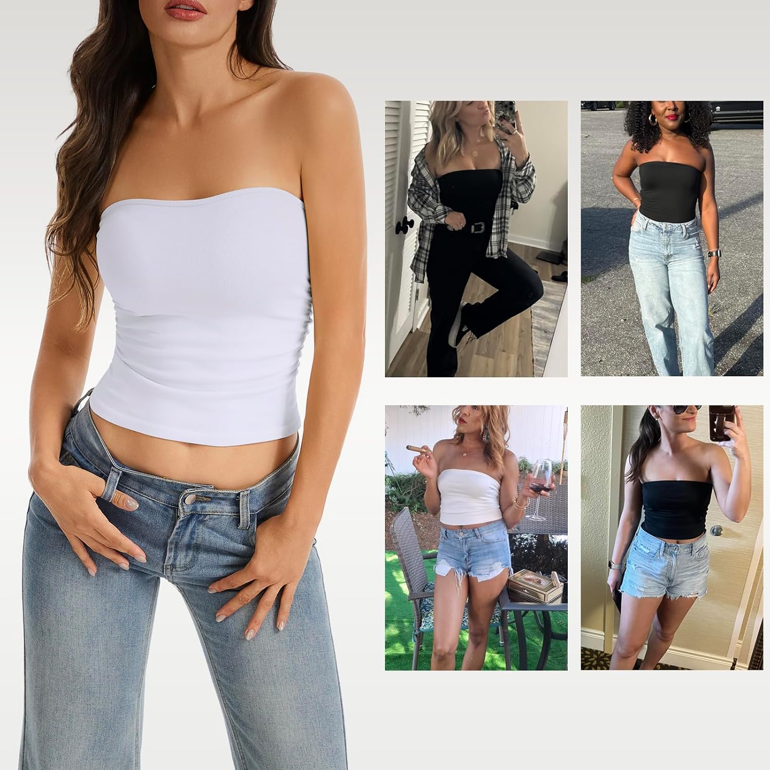 Haut tube sans bretelles pour femme, sans manches, dos nu, chemises basiques, tenues d'été - pokemaHaut tube sans bretelles pour femme, sans manches, dos nu, chemises basiques, tenues d'été