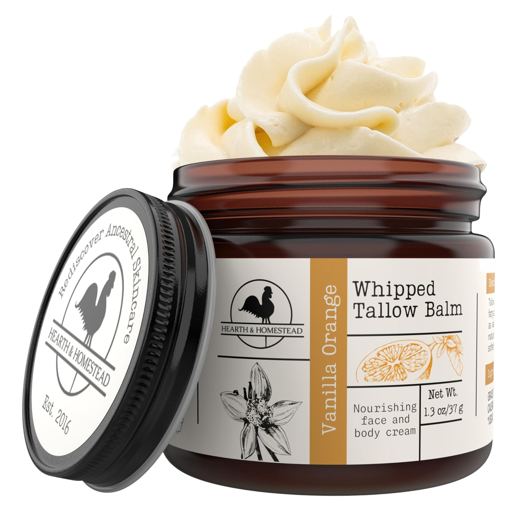 Hearth & Homestead Whipped Beef Tallow for Skin & Face – 100% Grass Fed, Eczema Cream & Body Butter – Organic Olive Oil, Calendula & Rose – Lotion & Hand Moisturizer for Dry Skin, Unscented, 37g - pokemaHearth & Homestead Whipped Beef Tallow for Skin & Face – 100% Grass Fed, Eczema Cream & Body Butter – Organic Olive Oil, Calendula & Rose – Lotion & Hand Moisturizer for Dry Skin, Unscented, 37g
