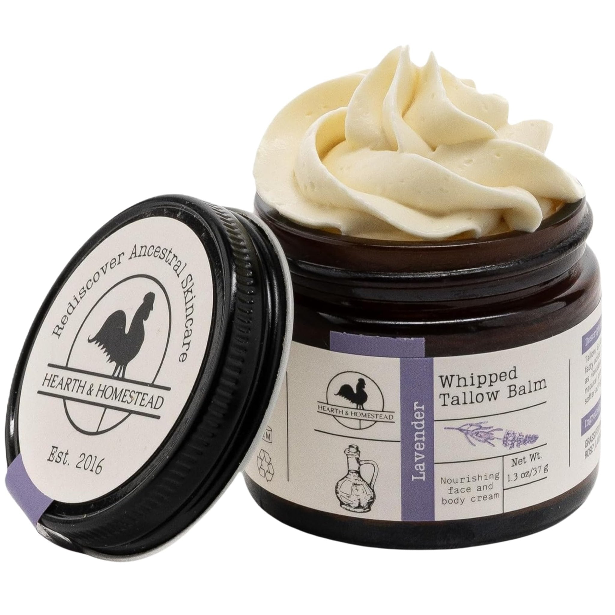 Hearth & Homestead Whipped Beef Tallow for Skin & Face – 100% Grass Fed, Eczema Cream & Body Butter – Organic Olive Oil, Calendula & Rose – Lotion & Hand Moisturizer for Dry Skin, Unscented, 37g - pokemaHearth & Homestead Whipped Beef Tallow for Skin & Face – 100% Grass Fed, Eczema Cream & Body Butter – Organic Olive Oil, Calendula & Rose – Lotion & Hand Moisturizer for Dry Skin, Unscented, 37g