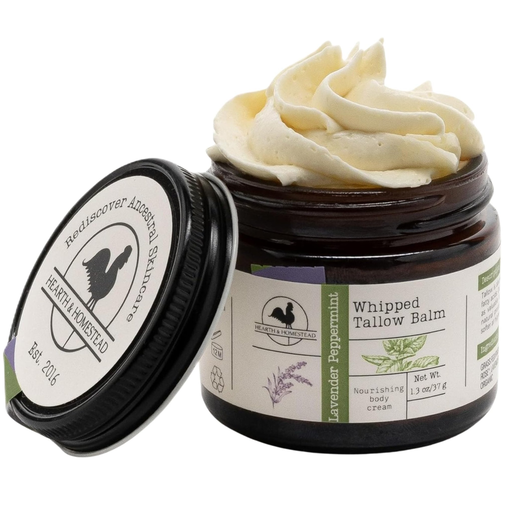 Hearth & Homestead Whipped Beef Tallow for Skin & Face – 100% Grass Fed, Eczema Cream & Body Butter – Organic Olive Oil, Calendula & Rose – Lotion & Hand Moisturizer for Dry Skin, Unscented, 37g - pokemaHearth & Homestead Whipped Beef Tallow for Skin & Face – 100% Grass Fed, Eczema Cream & Body Butter – Organic Olive Oil, Calendula & Rose – Lotion & Hand Moisturizer for Dry Skin, Unscented, 37g
