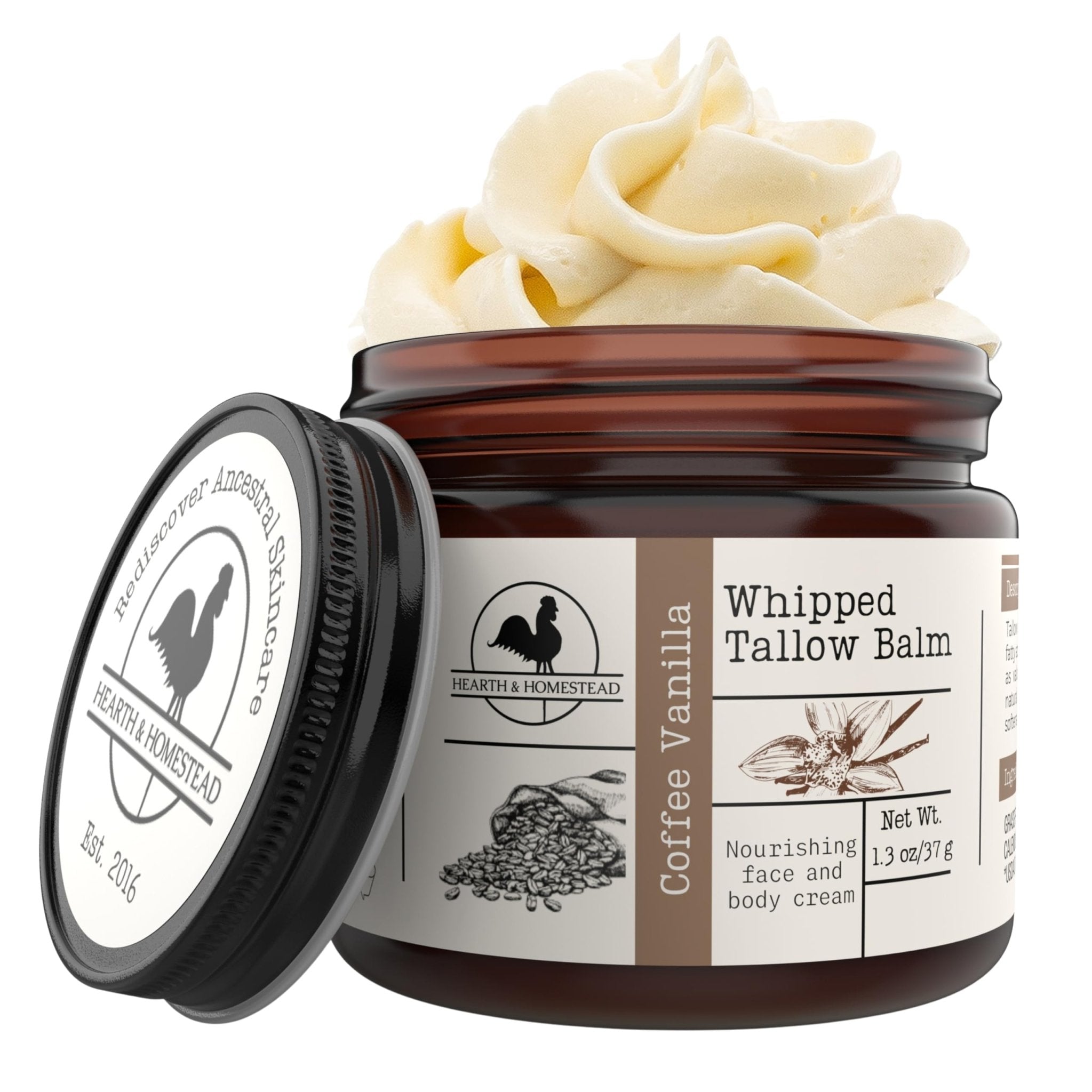 Hearth & Homestead Whipped Beef Tallow for Skin & Face – 100% Grass Fed, Eczema Cream & Body Butter – Organic Olive Oil, Calendula & Rose – Lotion & Hand Moisturizer for Dry Skin, Unscented, 37g - pokemaHearth & Homestead Whipped Beef Tallow for Skin & Face – 100% Grass Fed, Eczema Cream & Body Butter – Organic Olive Oil, Calendula & Rose – Lotion & Hand Moisturizer for Dry Skin, Unscented, 37g