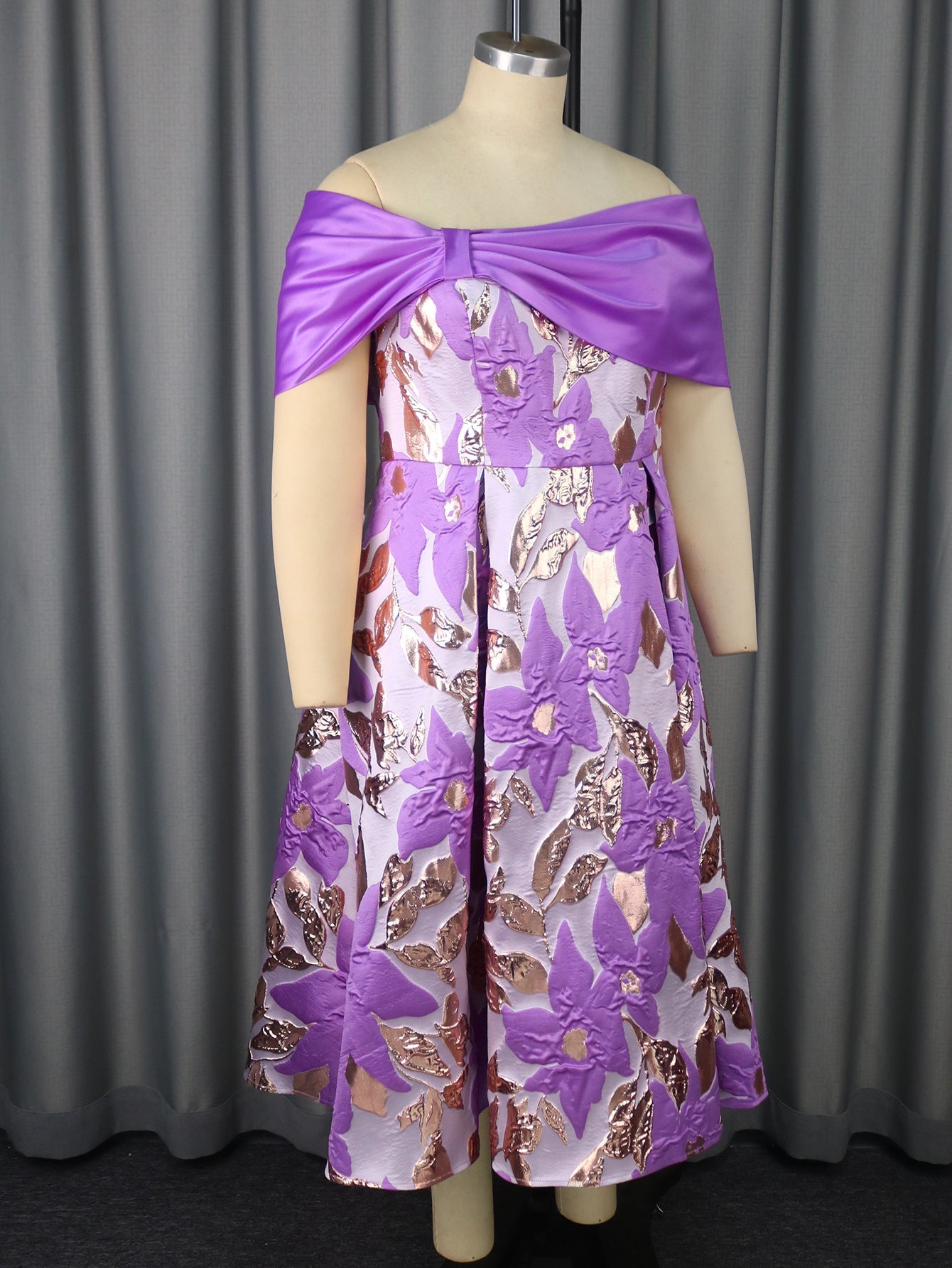 High Waist Jacquard A-line Elegant Banquet Evening Dress - pokemad90cb91947b5a23bc24fb4dbb29cc747