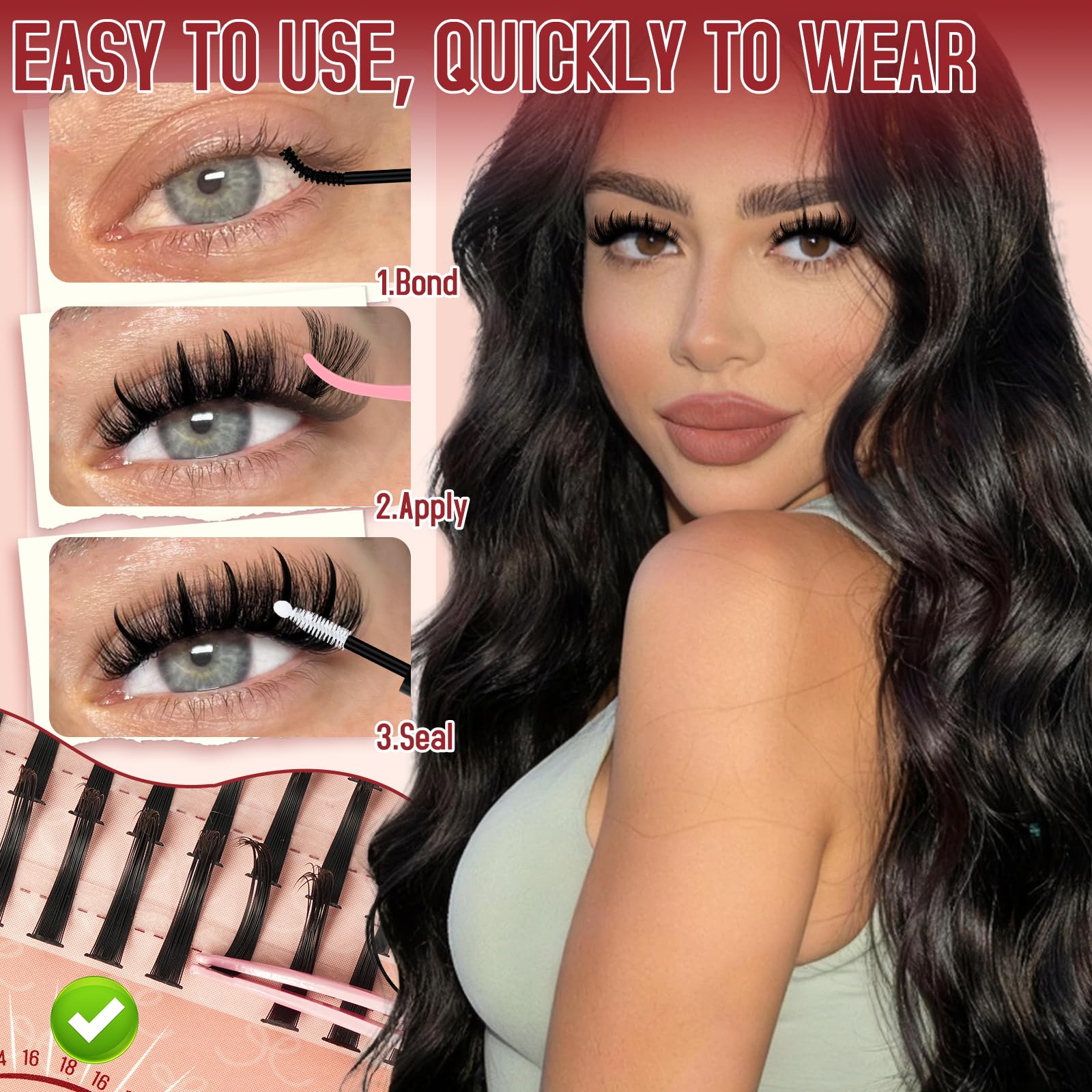 Higu clace Lash-Clusters-Kit 580pcs Eyelash Clusters 6 Styles Mixed 10-18MM,Natural Lash Extension Kit with Bond and Tweezer, Easy to Use, Can DIY at Home,for Daily Wear(30D+40D+50D+60D+80D+100D) - pokemaHigu clace Lash-Clusters-Kit 580pcs Eyelash Clusters 6 Styles Mixed 10-18MM,Natural Lash Extension Kit with Bond and Tweezer, Easy to Use, Can DIY at Home,for Daily Wear(30D+40D+50D+60D+80D+100D)