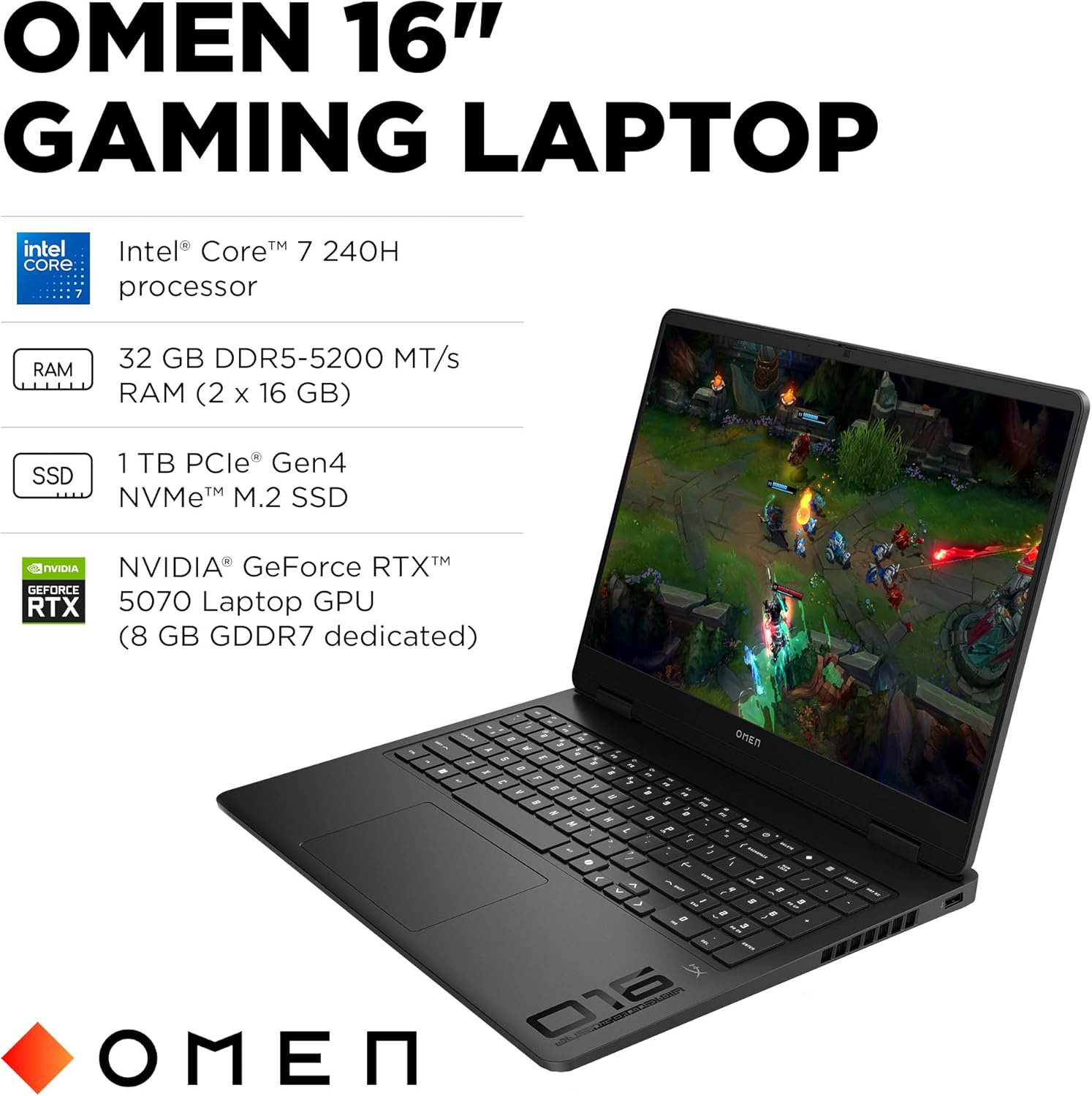 HP OMEN 16 Gaming Laptop, Intel Core 7-240H, 32GB DDR5, 1TB SSD, NVIDIA GeForce RTX 5070 GPU (8GB GDDR7), 2K IPS sRGB 144Hz VRR Display (1920x1200), Windows 11 Home, Shadow Black (16-am0030ca) - pokemaHP OMEN 16 Gaming Laptop, Intel Core 7-240H, 32GB DDR5, 1TB SSD, NVIDIA GeForce RTX 5070 GPU (8GB GDDR7), 2K IPS sRGB 144Hz VRR Display (1920x1200), Windows 11 Home, Shadow Black (16-am0030ca)