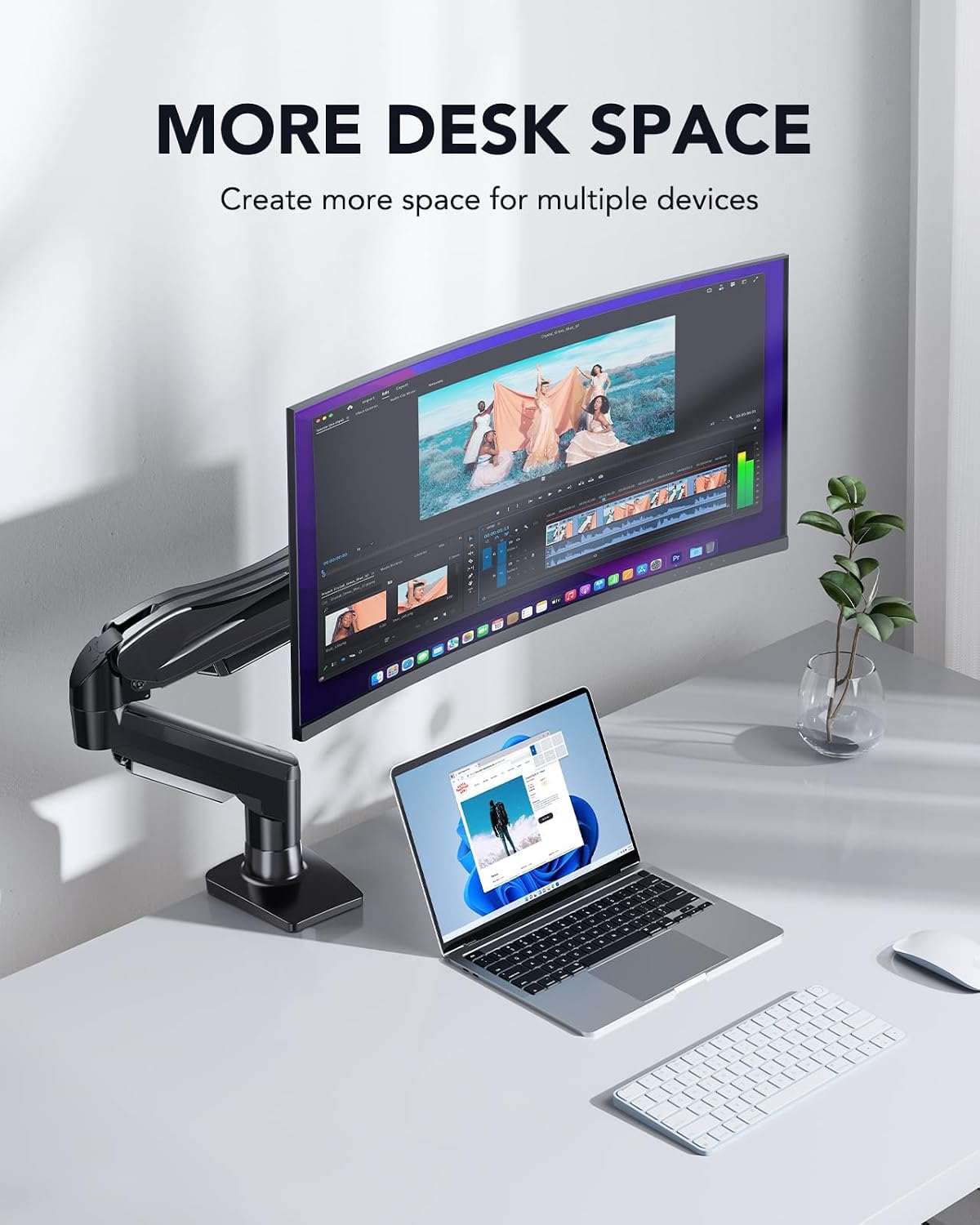 HUANUO Single Monitor Mount, 13 to 32 Inch Design Monitor Arm, Adjustable Stand, Vesa Mount with Clamp and Grommet Base - Fits 4.4 to 19.8lbs LCD Computer Monitors - pokemaHUANUO Single Monitor Mount, 13 to 32 Inch Design Monitor Arm, Adjustable Stand, Vesa Mount with Clamp and Grommet Base - Fits 4.4 to 19.8lbs LCD Computer Monitors