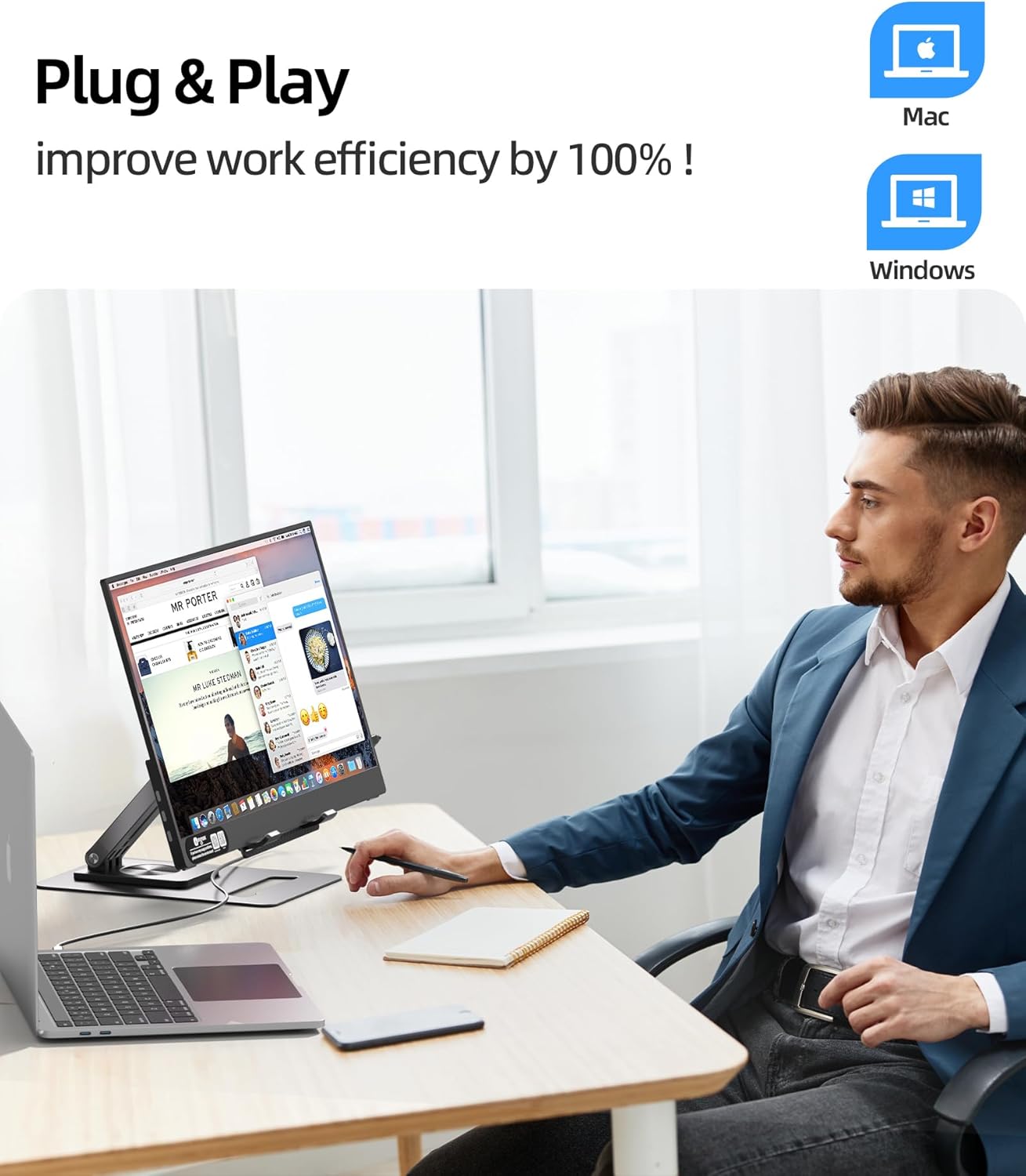 Ingnok Portable Monitor for Laptop with Adjustable Stand,15.6 Inch | FHD 1080P,USB C mini HDMI Laptop Screen Extender for Laptop,mini PC,Mac,Built-in Speakers,1.44lb Easy to Setup,60hz - pokemaIngnok Portable Monitor for Laptop with Adjustable Stand,15.6 Inch | FHD 1080P,USB C mini HDMI Laptop Screen Extender for Laptop,mini PC,Mac,Built-in Speakers,1.44lb Easy to Setup,60hz