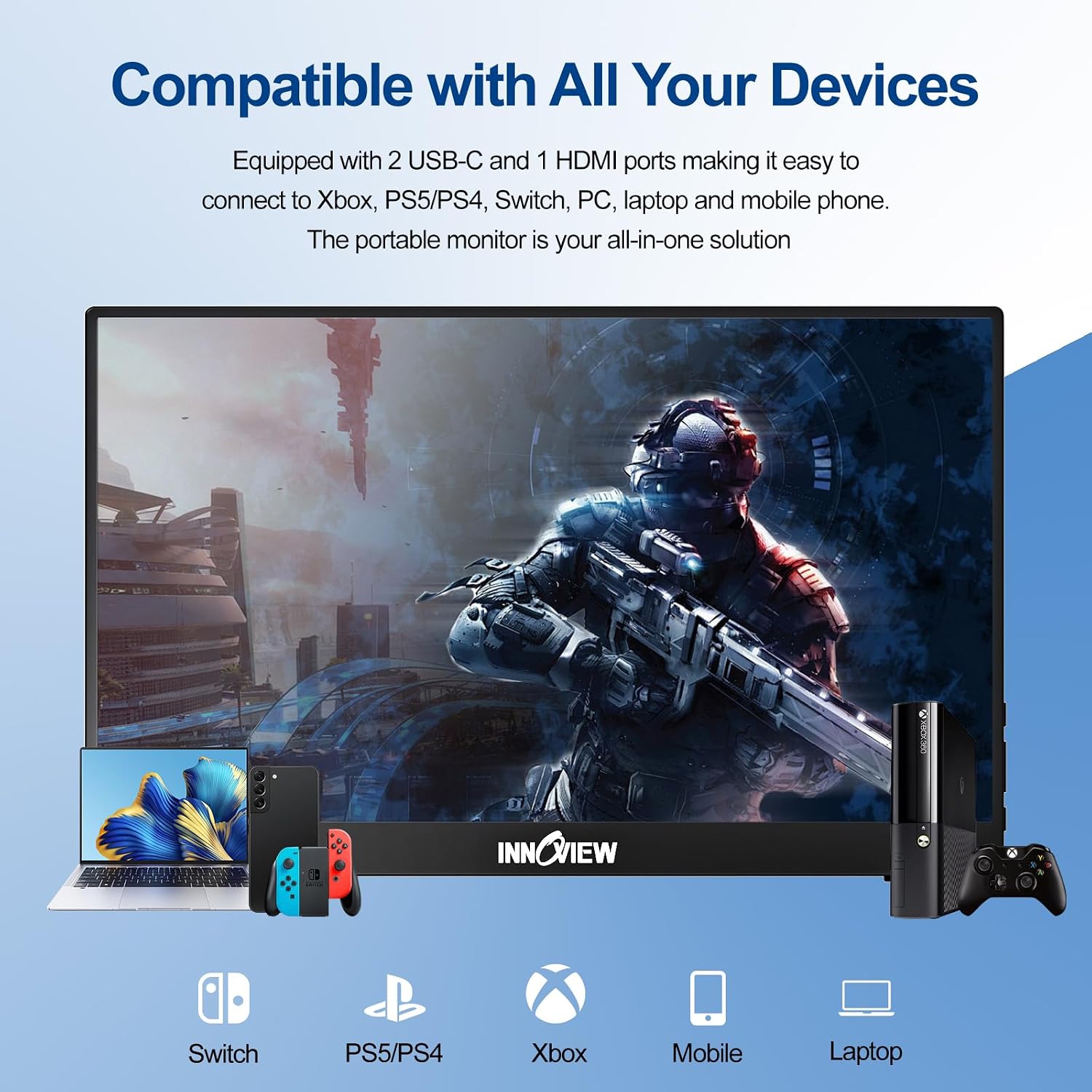 InnoView Portable Monitor 15.6" 1080P Portable Monitor for Laptop with Protective Sleeve Built-in 90° Adjustable Stand USB C HDMI Ultra-Slim Laptop Screen Extender for MacBook Phone PS Xbox Switch - pokemaInnoView Portable Monitor 15.6" 1080P Portable Monitor for Laptop with Protective Sleeve Built-in 90° Adjustable Stand USB C HDMI Ultra-Slim Laptop Screen Extender for MacBook Phone PS Xbox Switch