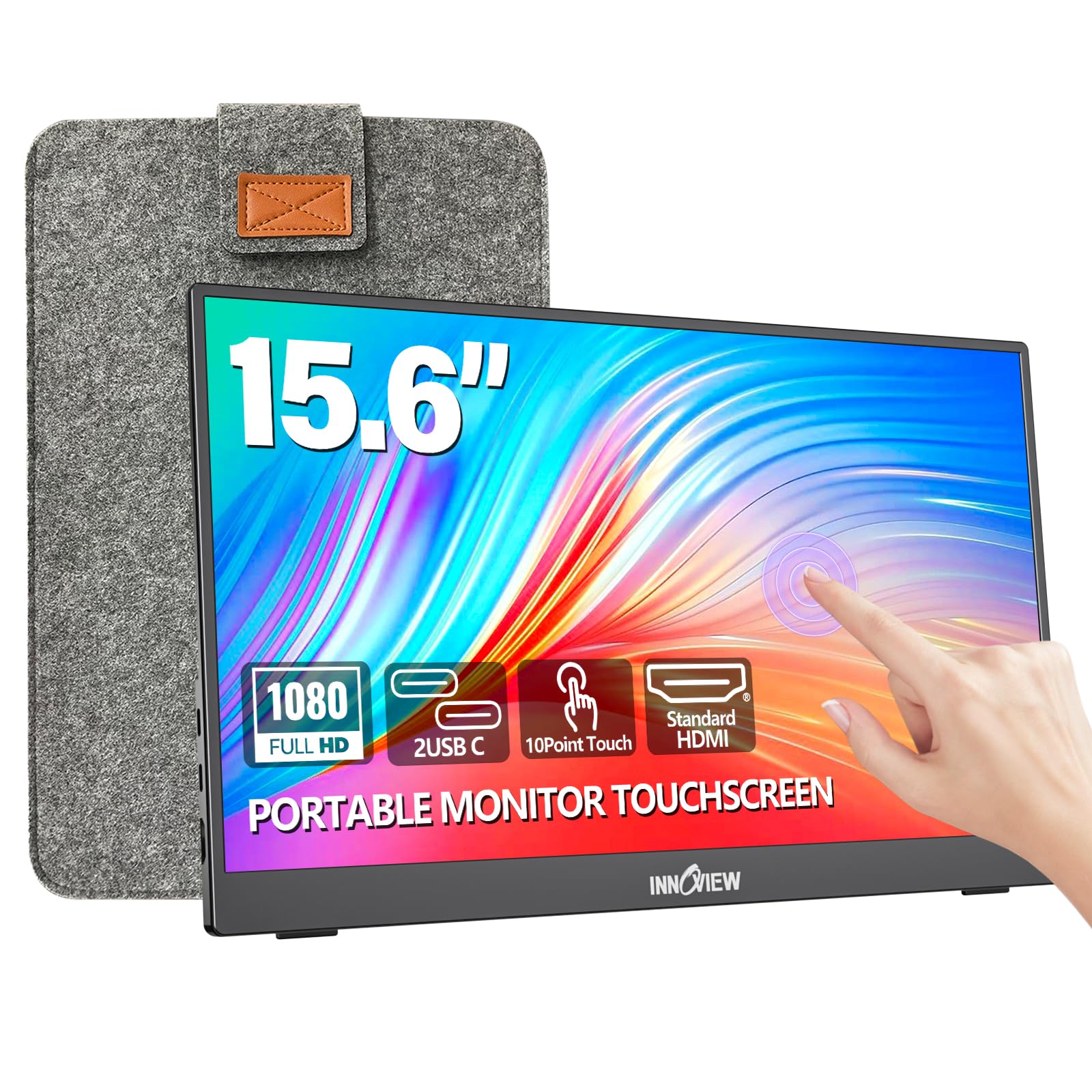 InnoView Portable Monitor 15.6" 1080P Portable Monitor for Laptop with Protective Sleeve Built-in 90° Adjustable Stand USB C HDMI Ultra-Slim Laptop Screen Extender for MacBook Phone PS Xbox Switch - pokemaInnoView Portable Monitor 15.6" 1080P Portable Monitor for Laptop with Protective Sleeve Built-in 90° Adjustable Stand USB C HDMI Ultra-Slim Laptop Screen Extender for MacBook Phone PS Xbox Switch