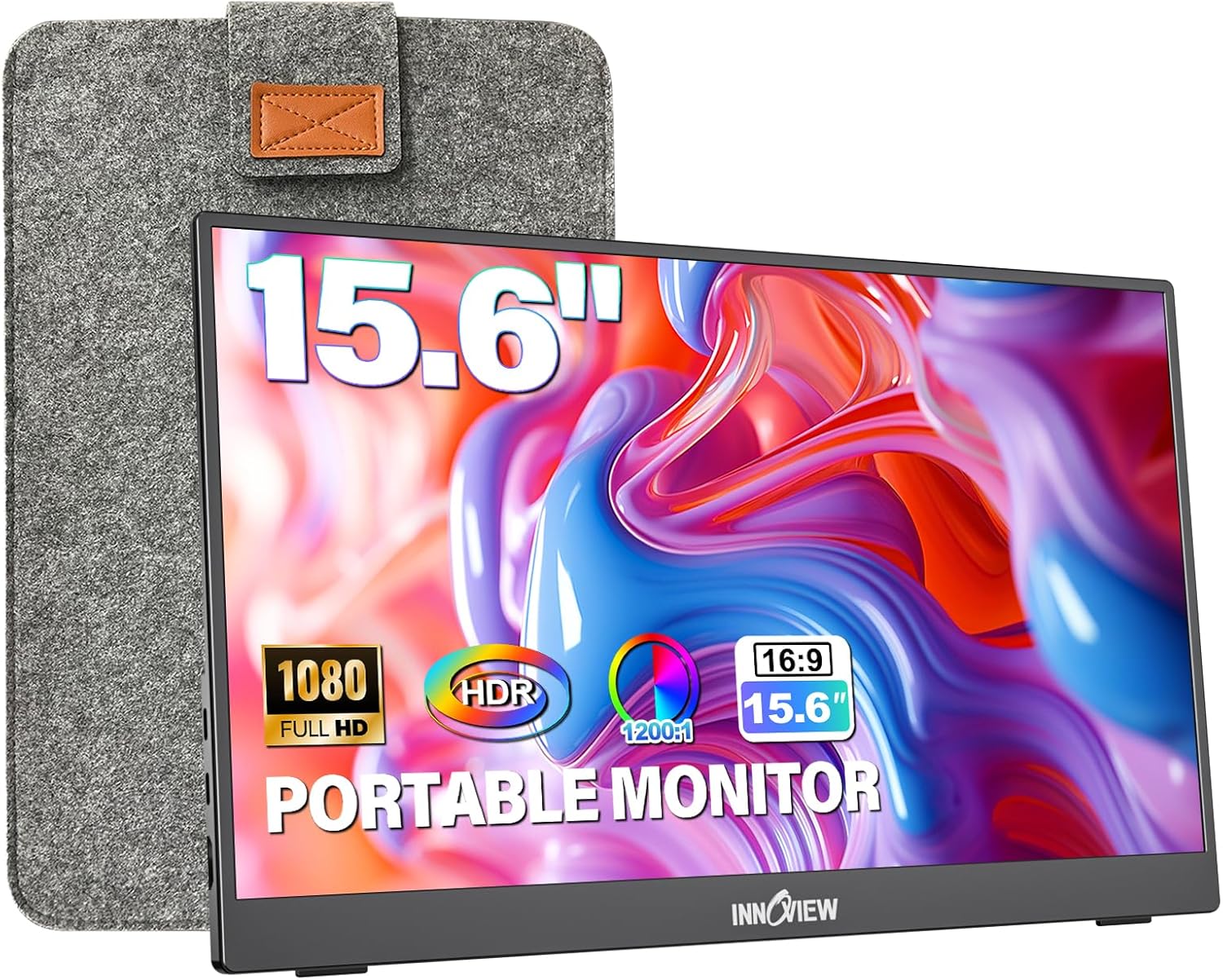 InnoView Portable Monitor 15.6" 1080P Portable Monitor for Laptop with Protective Sleeve Built-in 90° Adjustable Stand USB C HDMI Ultra-Slim Laptop Screen Extender for MacBook Phone PS Xbox Switch - pokemaInnoView Portable Monitor 15.6" 1080P Portable Monitor for Laptop with Protective Sleeve Built-in 90° Adjustable Stand USB C HDMI Ultra-Slim Laptop Screen Extender for MacBook Phone PS Xbox Switch
