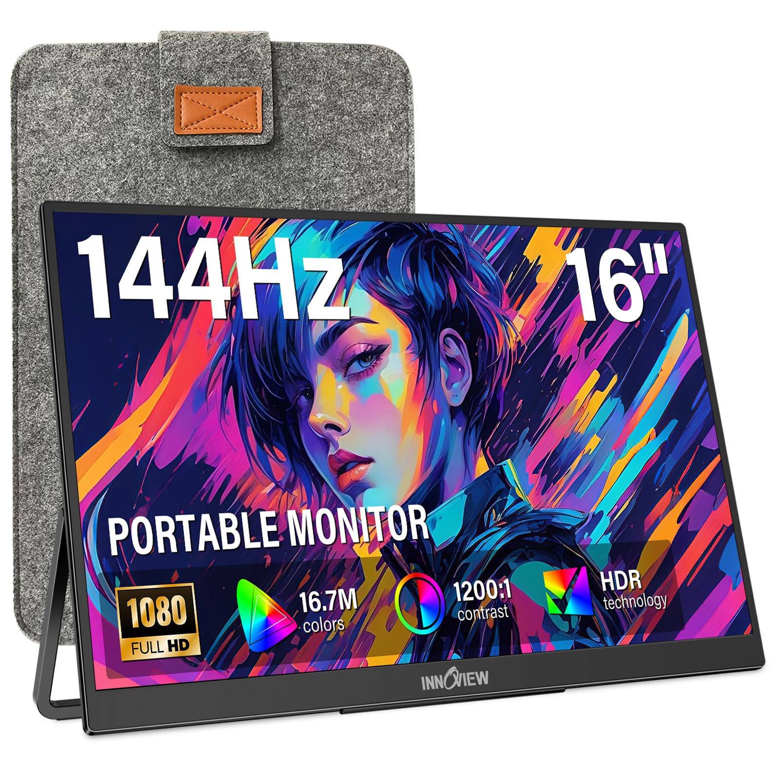 InnoView Portable Monitor 15.6" 1080P Portable Monitor for Laptop with Protective Sleeve Built-in 90° Adjustable Stand USB C HDMI Ultra-Slim Laptop Screen Extender for MacBook Phone PS Xbox Switch - pokemaInnoView Portable Monitor 15.6" 1080P Portable Monitor for Laptop with Protective Sleeve Built-in 90° Adjustable Stand USB C HDMI Ultra-Slim Laptop Screen Extender for MacBook Phone PS Xbox Switch