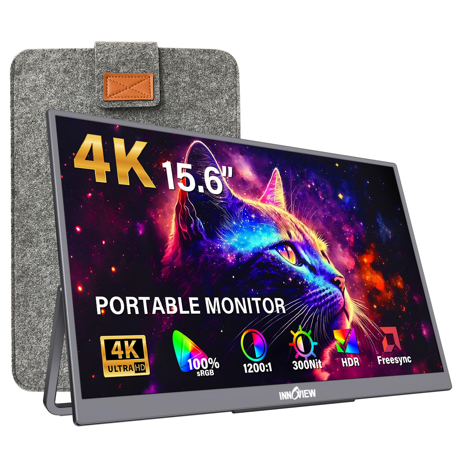 InnoView Portable Monitor 15.6" 1080P Portable Monitor for Laptop with Protective Sleeve Built-in 90° Adjustable Stand USB C HDMI Ultra-Slim Laptop Screen Extender for MacBook Phone PS Xbox Switch - pokemaInnoView Portable Monitor 15.6" 1080P Portable Monitor for Laptop with Protective Sleeve Built-in 90° Adjustable Stand USB C HDMI Ultra-Slim Laptop Screen Extender for MacBook Phone PS Xbox Switch